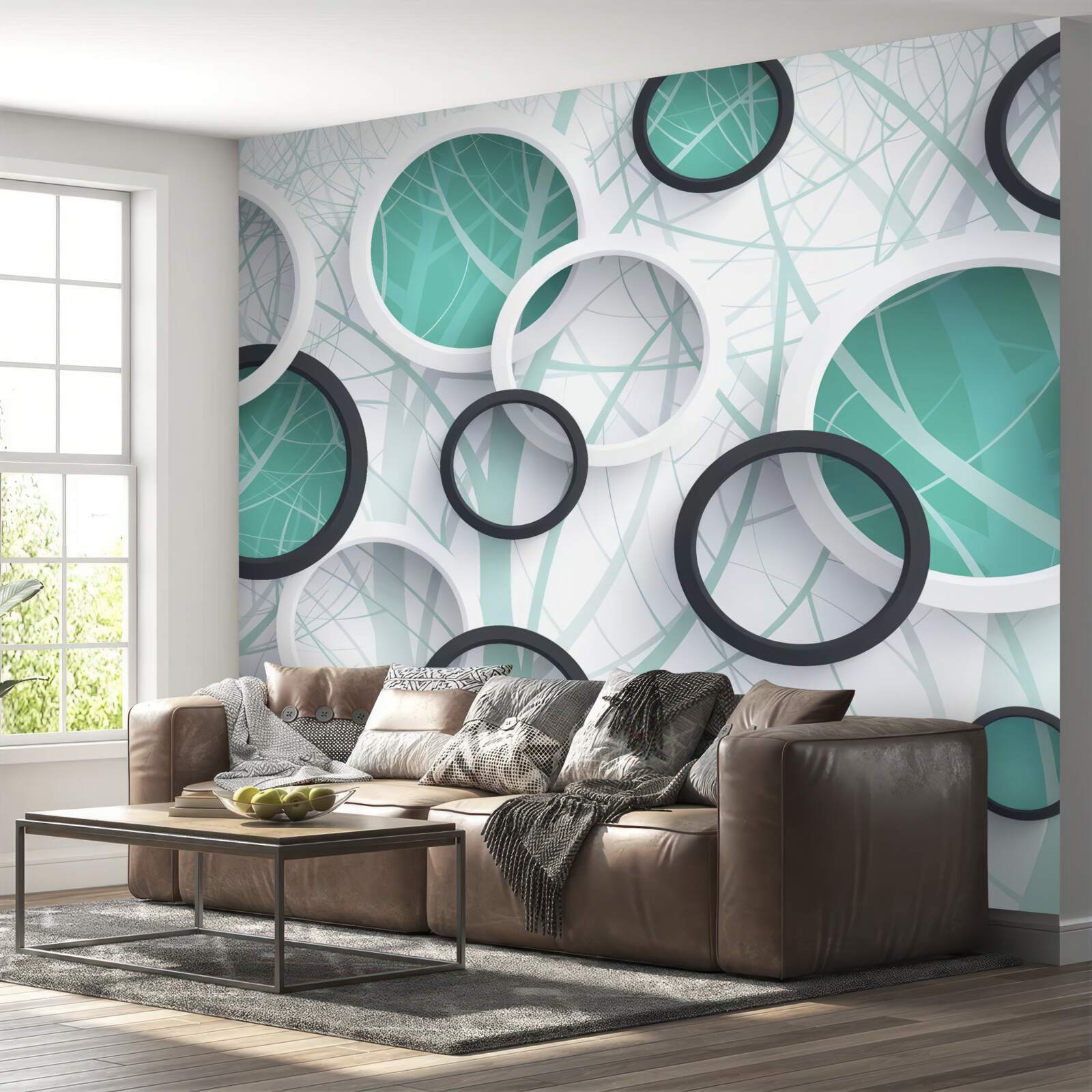 Fototapeta koła wolumetryczne w kolorach czarno-białych