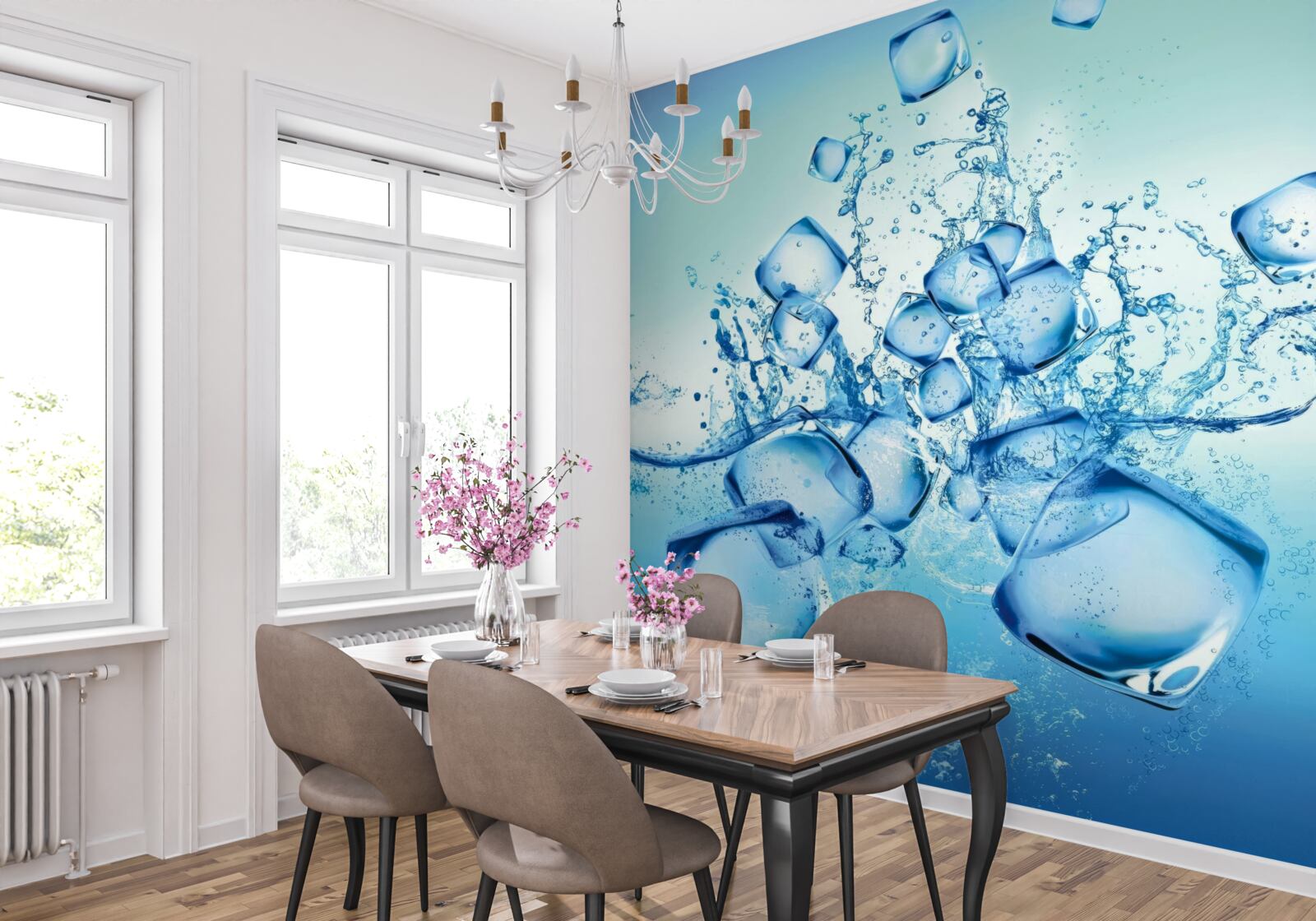 Fototapeta lód w postaci kostek w płynie