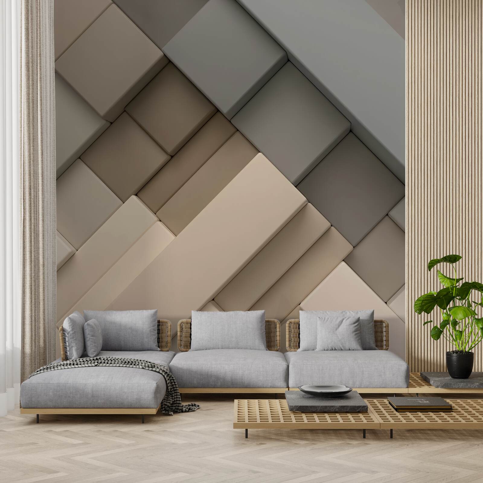 Fototapeta lekkie geometryczne kształty z objętością