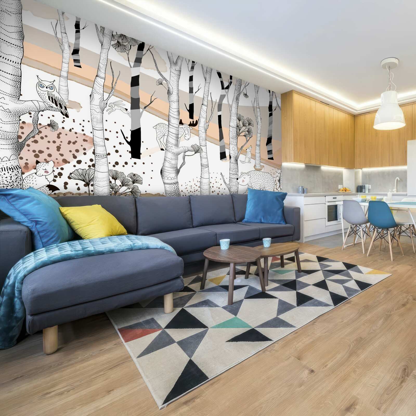 Fototapeta przedstawione zwierzęta wśród drzew