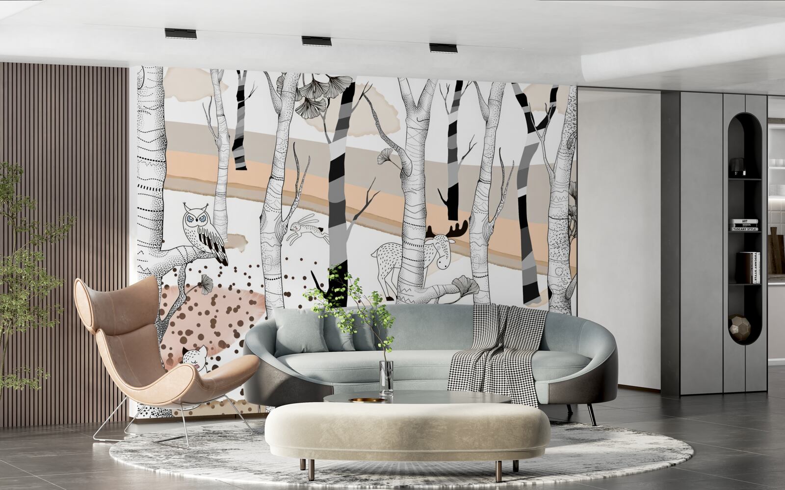 Fototapeta przedstawione zwierzęta wśród drzew