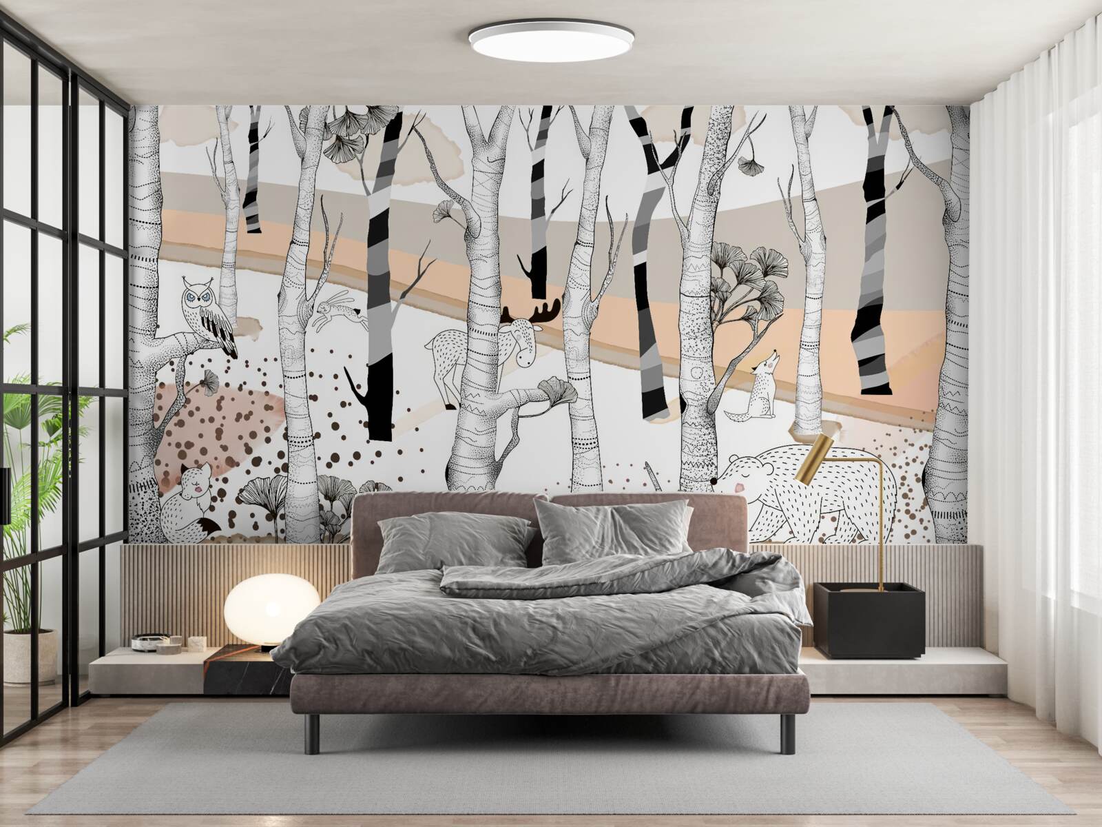 Fototapeta przedstawione zwierzęta wśród drzew