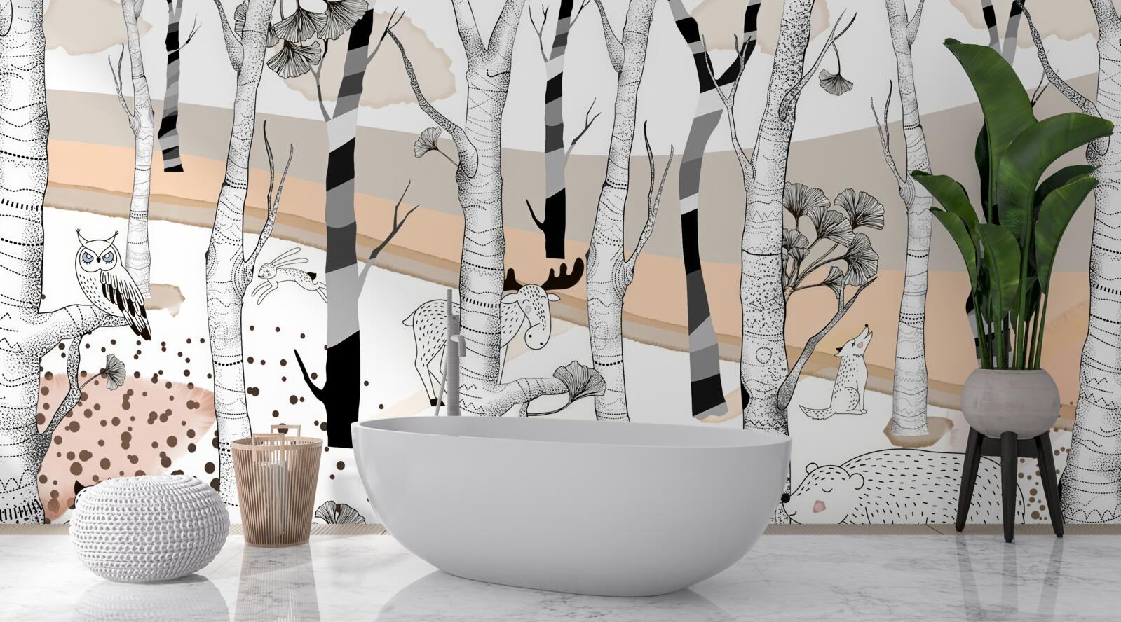 Fototapeta przedstawione zwierzęta wśród drzew