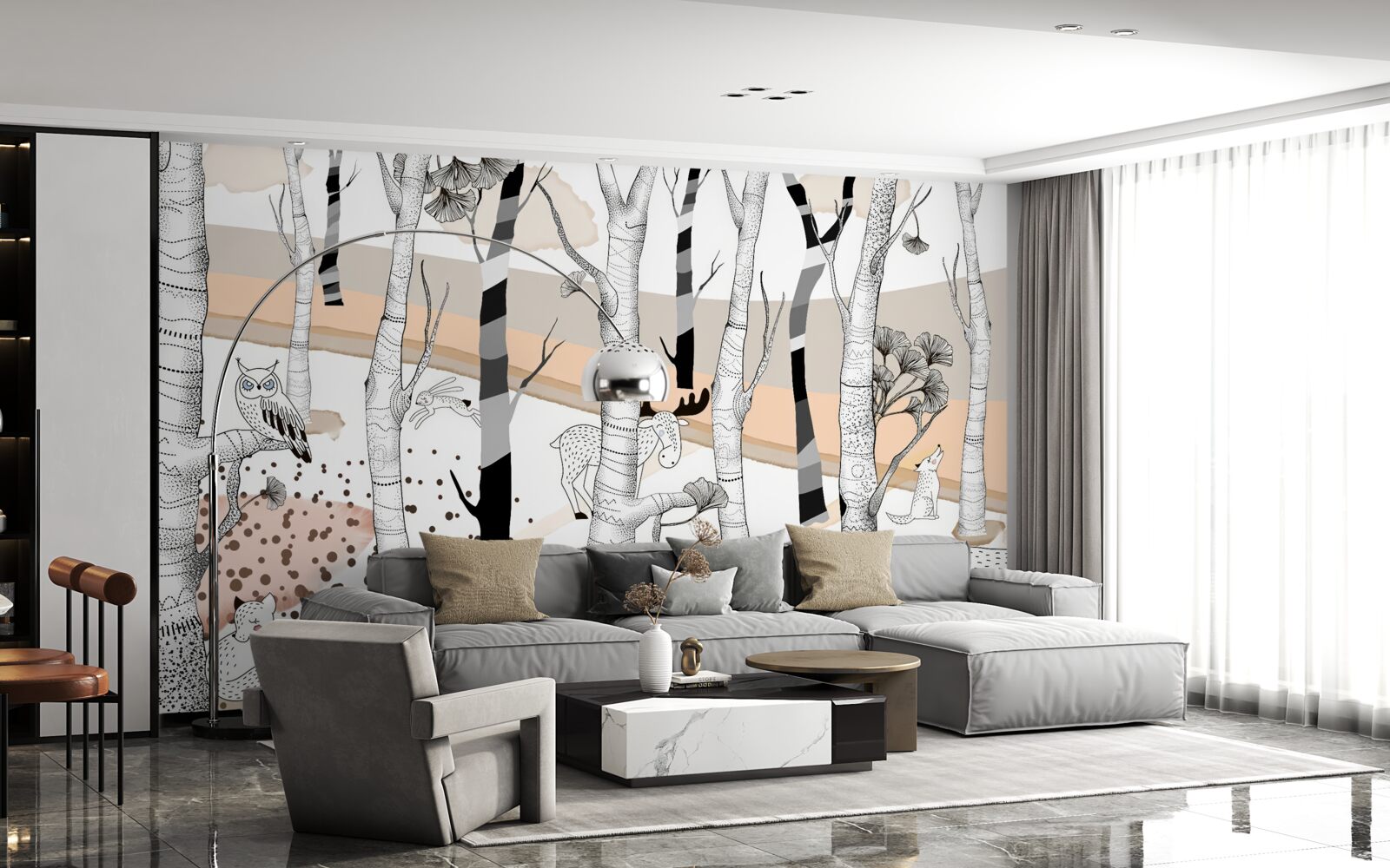 Fototapeta przedstawione zwierzęta wśród drzew