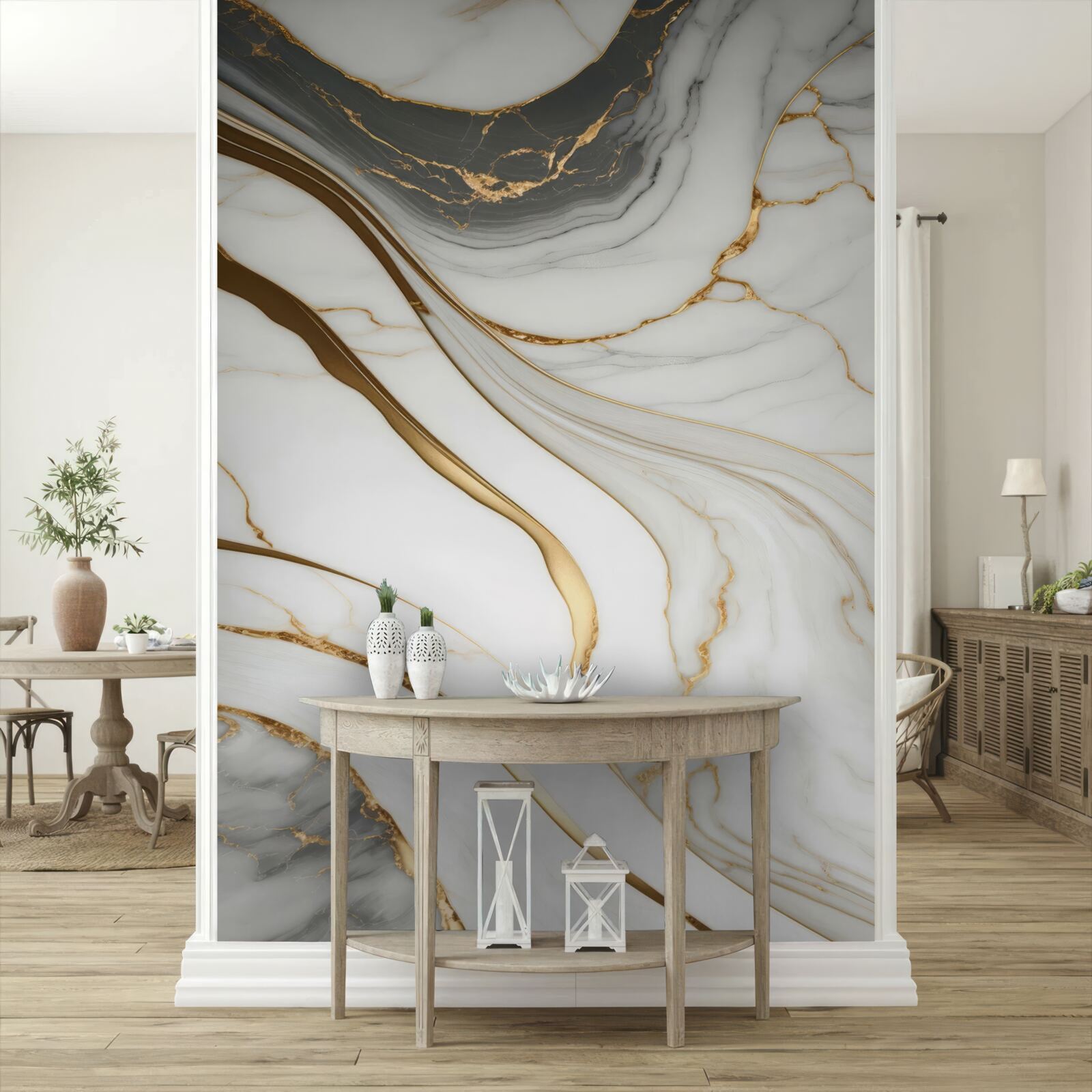 Fototapeta szary marmur ze złotymi odcieniami