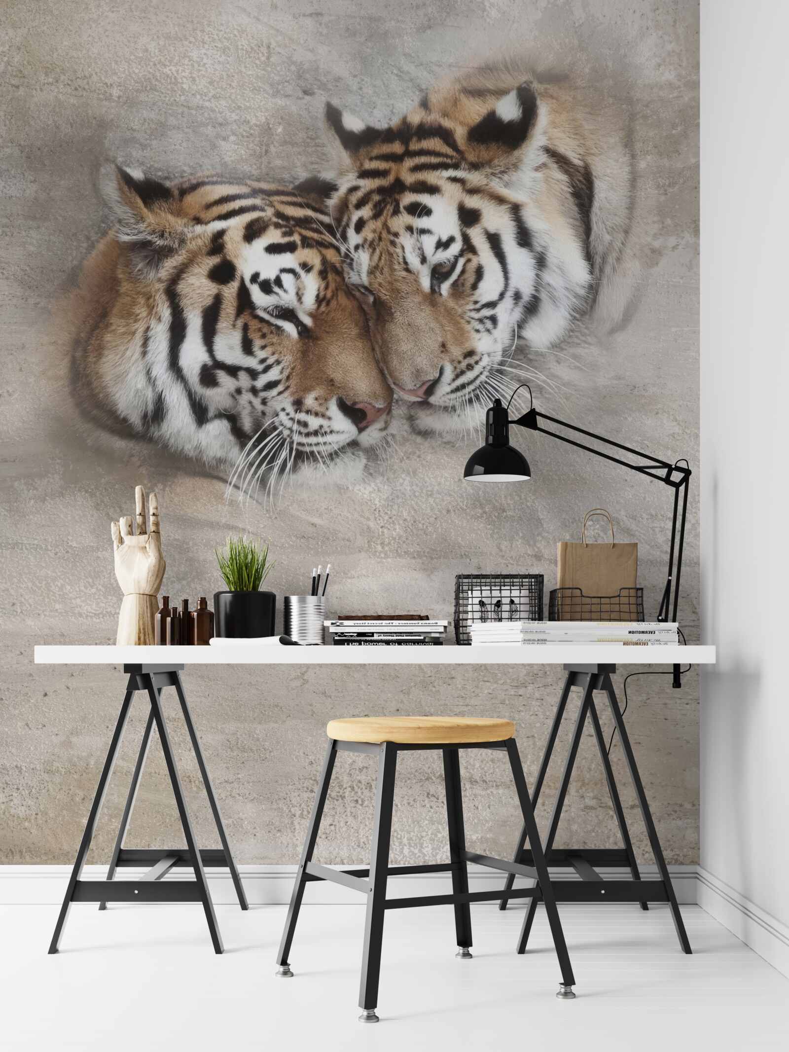 Fototapeta dwa tygrysy przylgnęły do ​​siebie