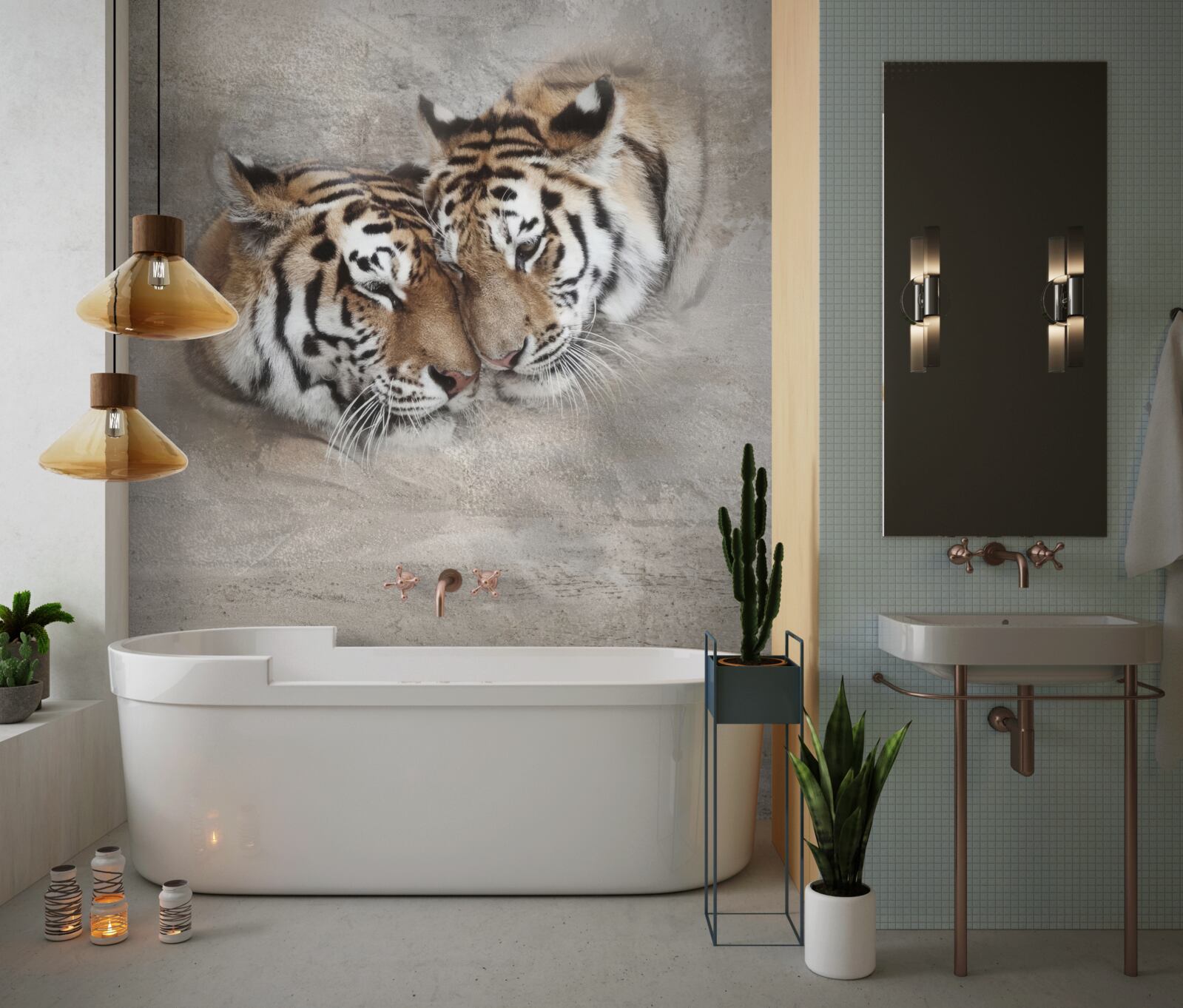 Fototapeta dwa tygrysy przylgnęły do ​​siebie