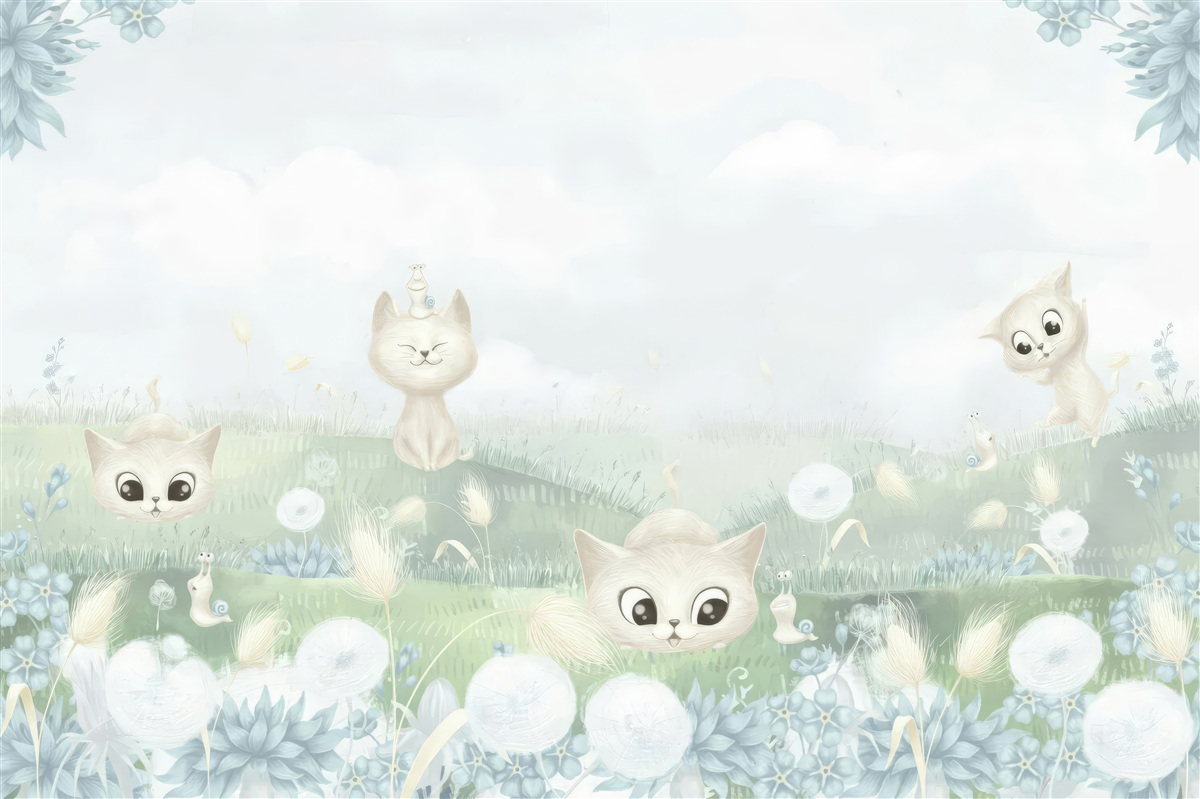 Fototapeta małe koty na trawiastym trawniku