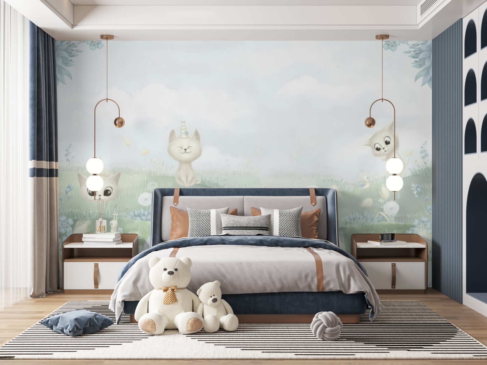 Fototapeta małe koty na trawiastym trawniku