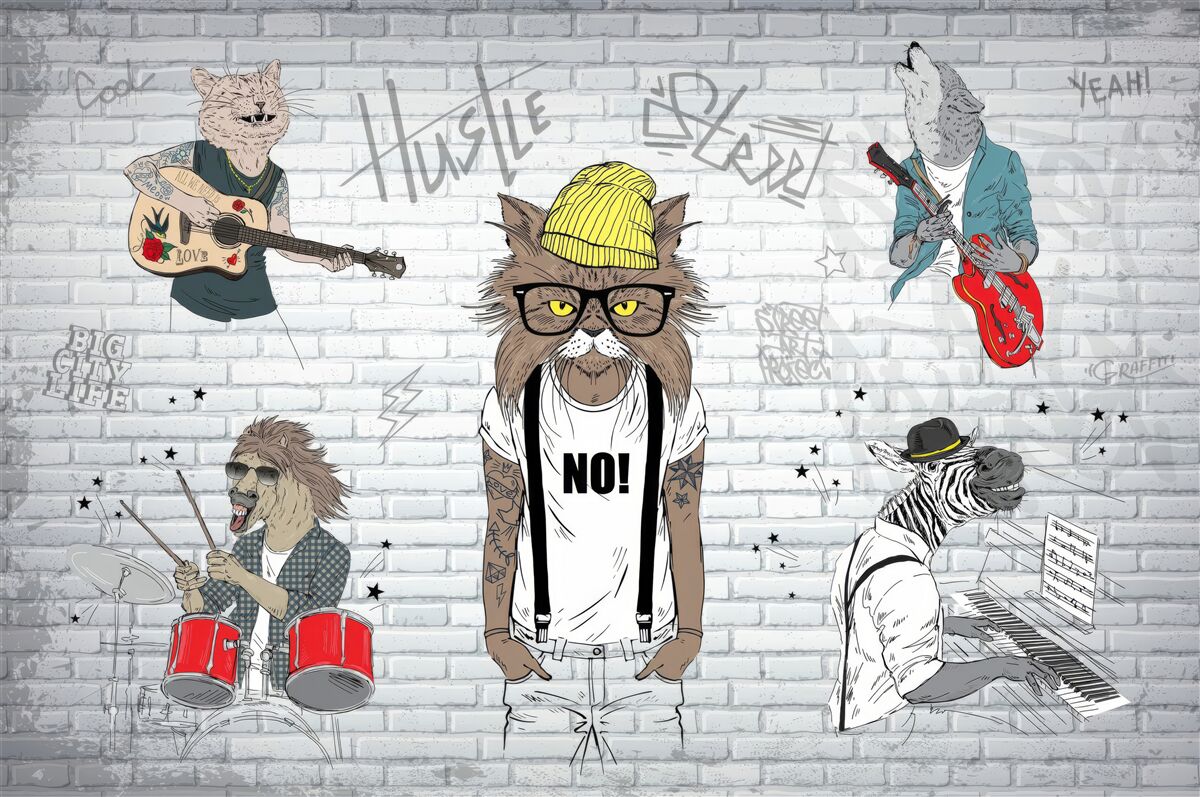 Fototapeta zwierzęta przedstawiane jako muzycy