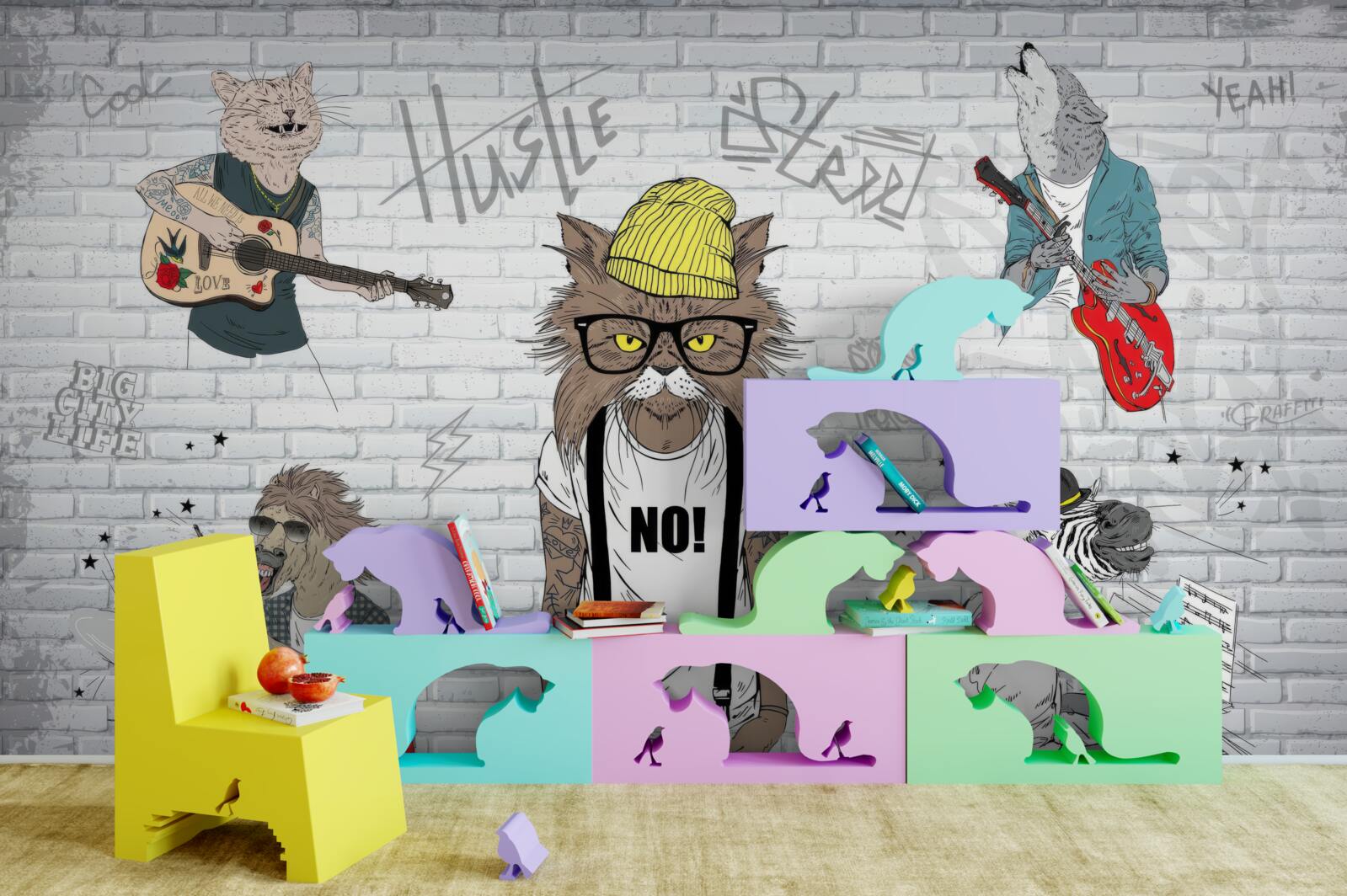 Fototapeta zwierzęta przedstawiane jako muzycy