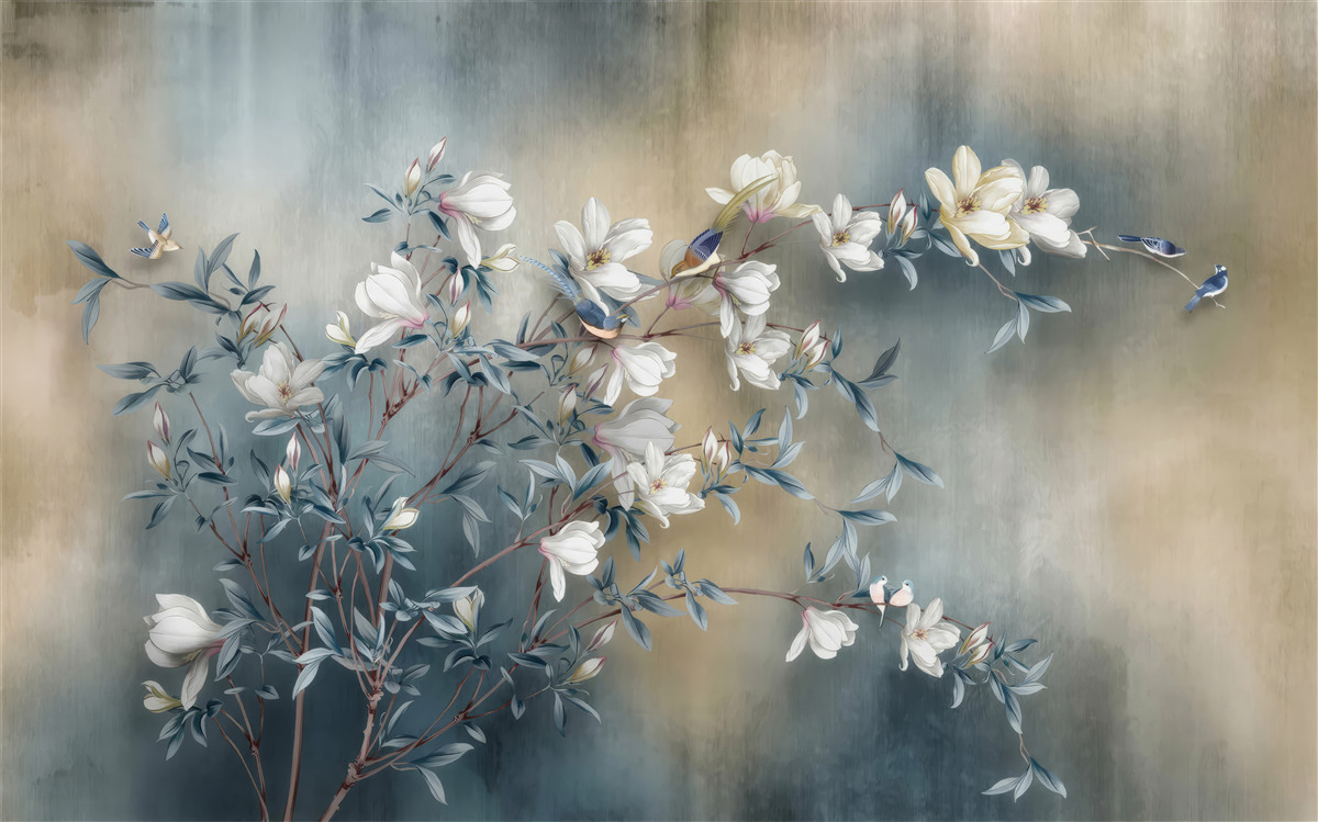 Fototapeta gałąź pokryta białymi kwiatami