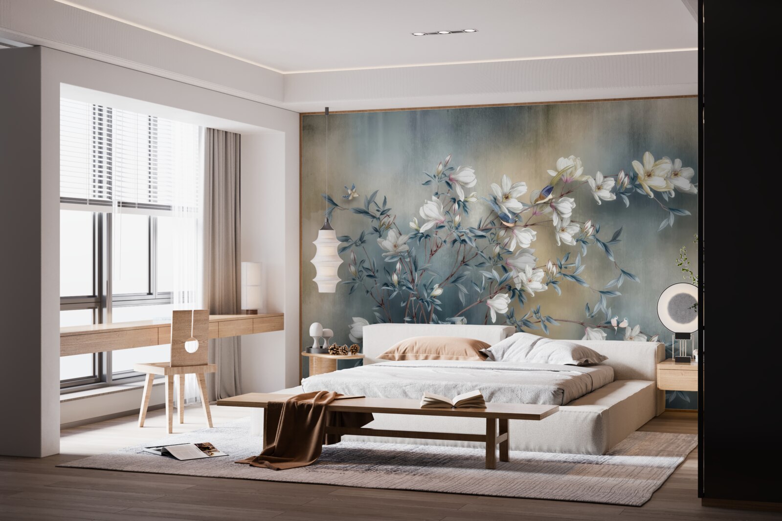 Fototapeta gałąź pokryta białymi kwiatami