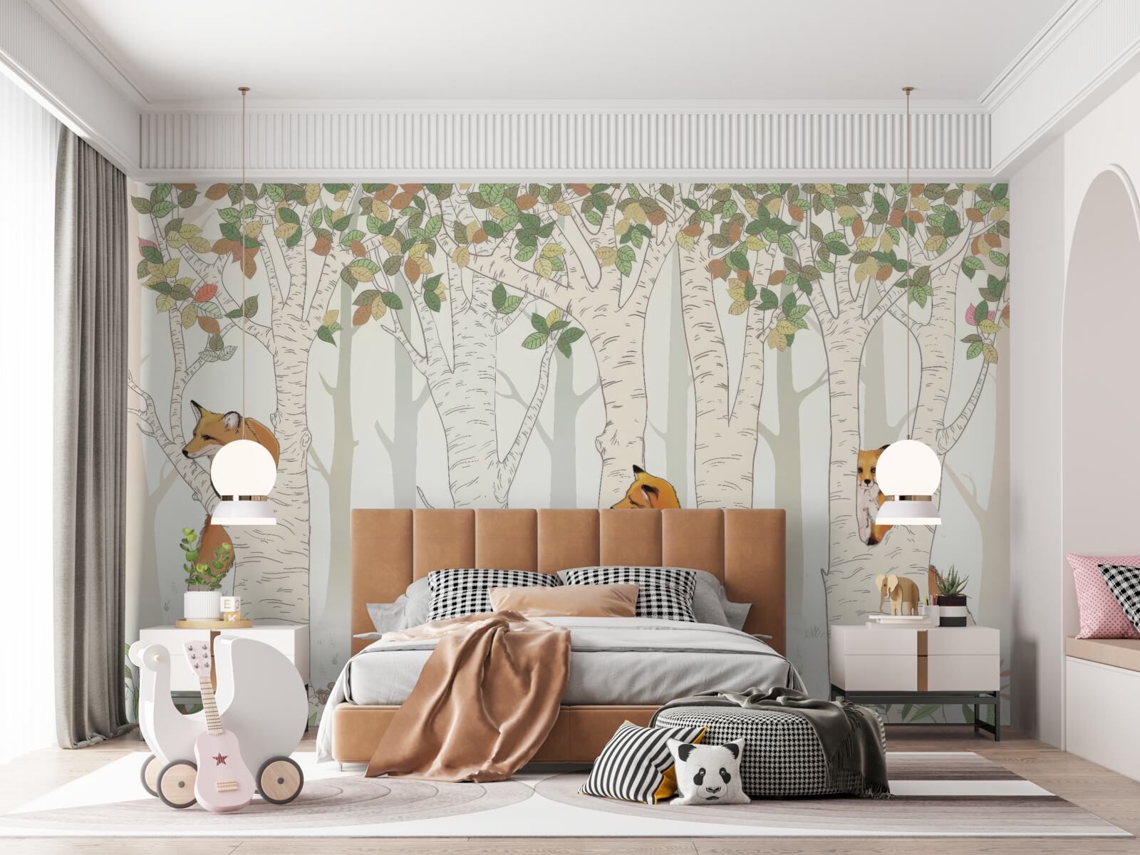 Fototapeta lisy wśród gałęzi drzew