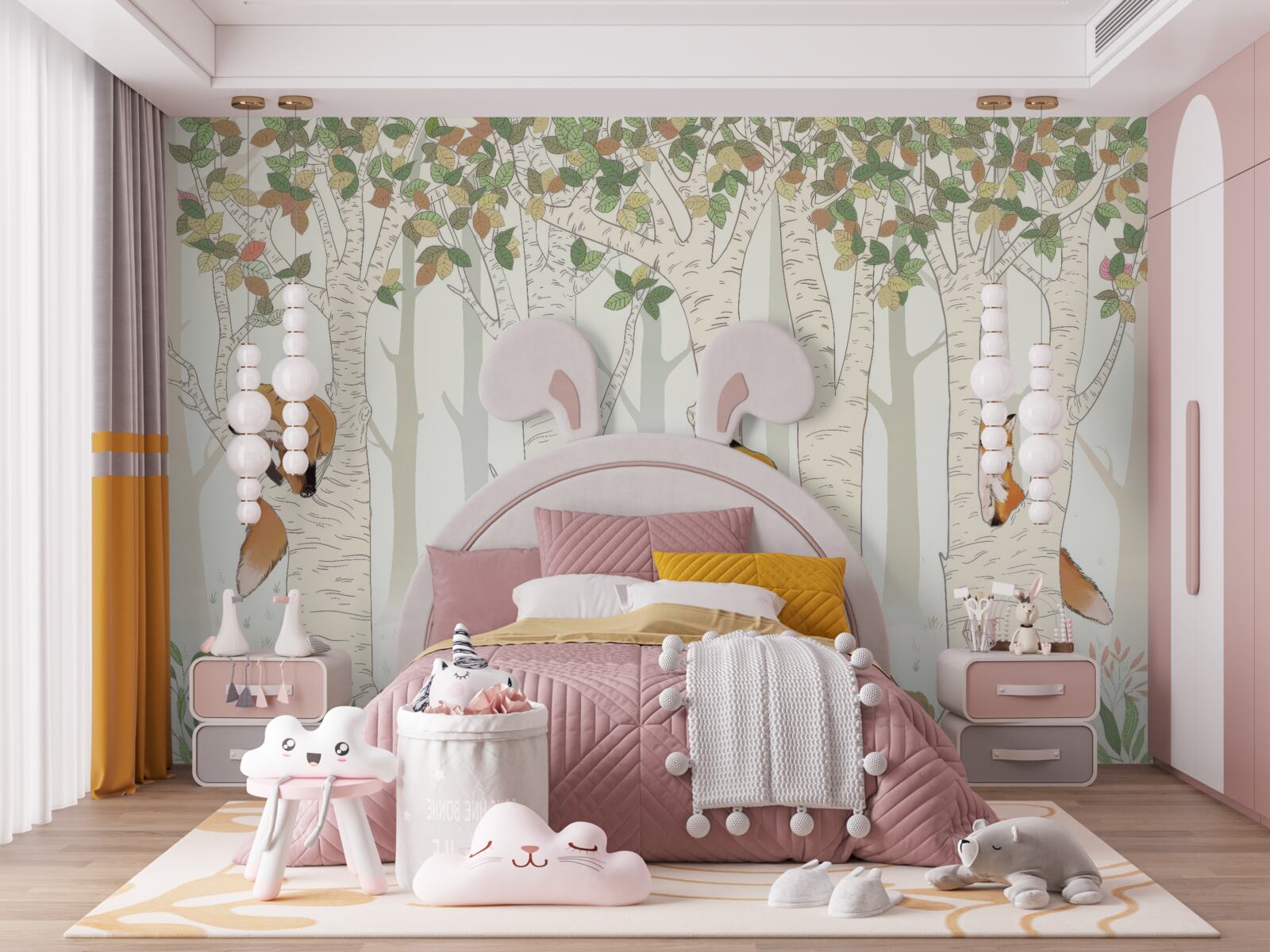 Fototapeta lisy wśród gałęzi drzew