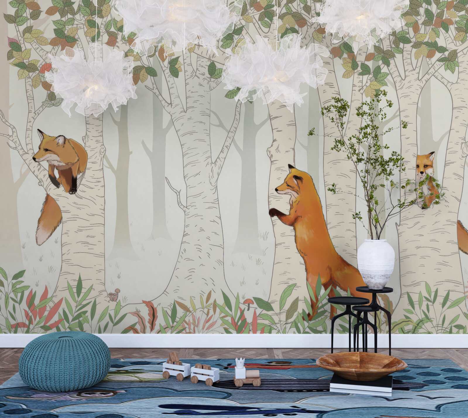 Fototapeta lisy wśród gałęzi drzew