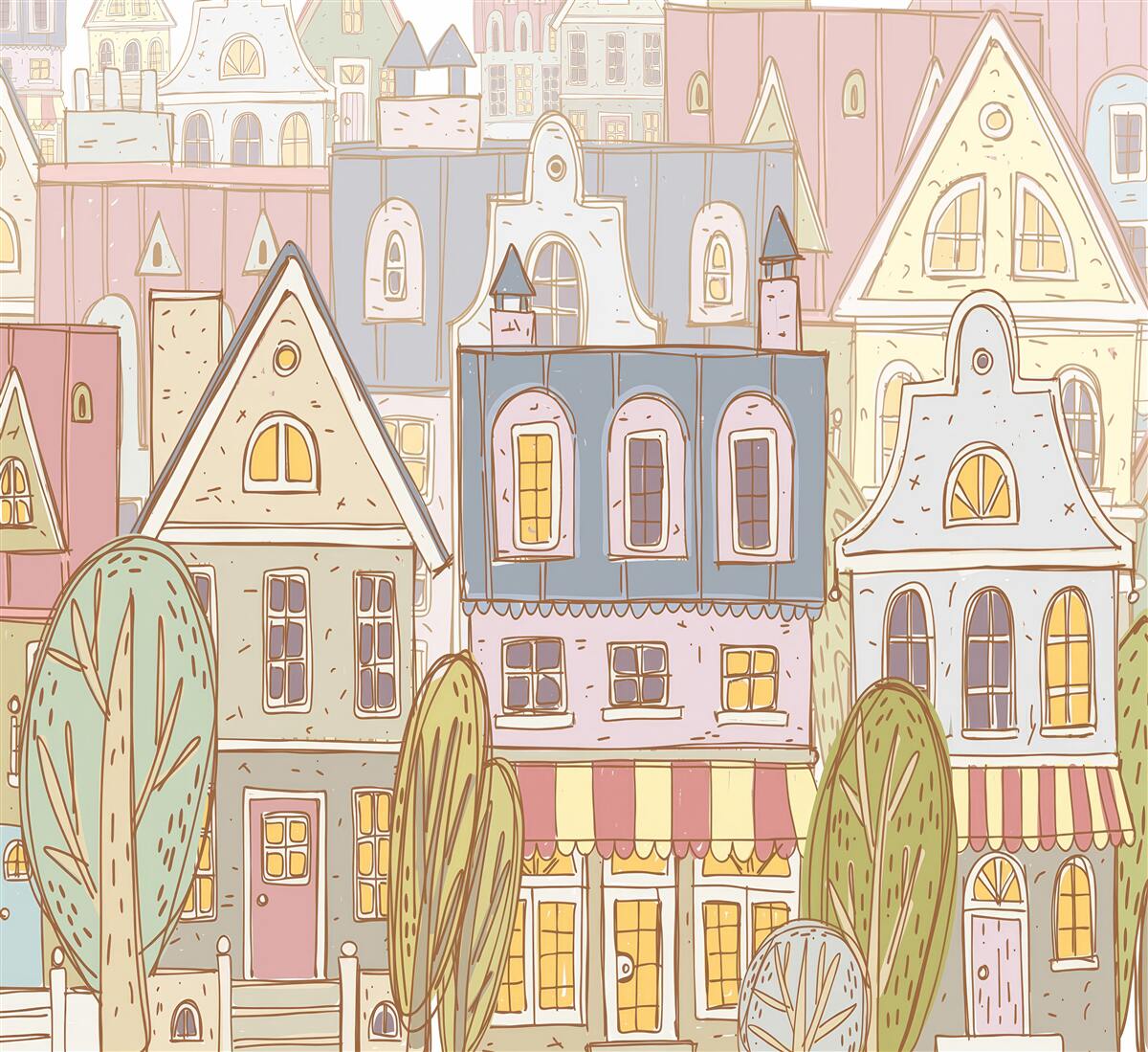 Fototapeta domy różnego typu