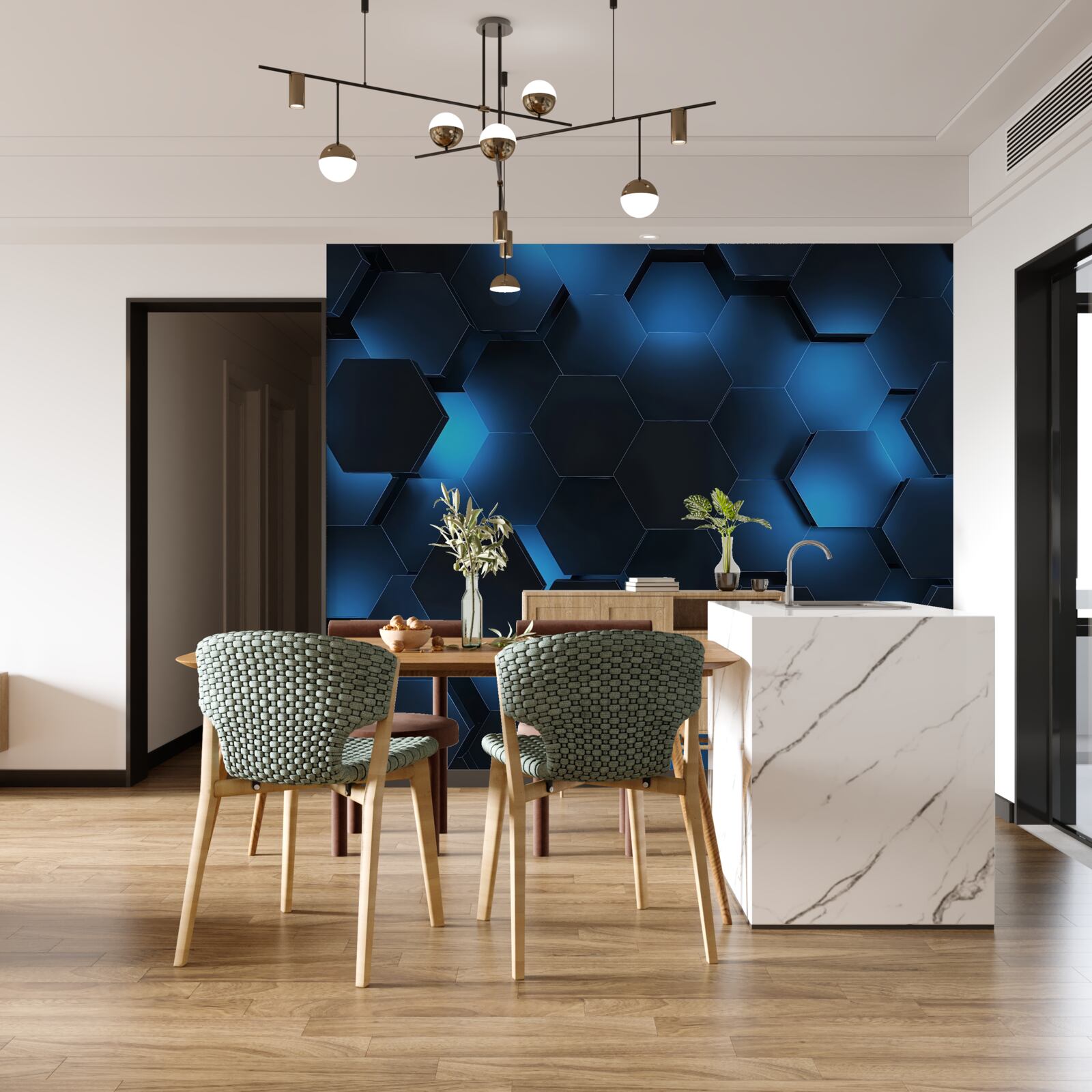 Fototapeta sześciokąty są ciemnoniebieskie