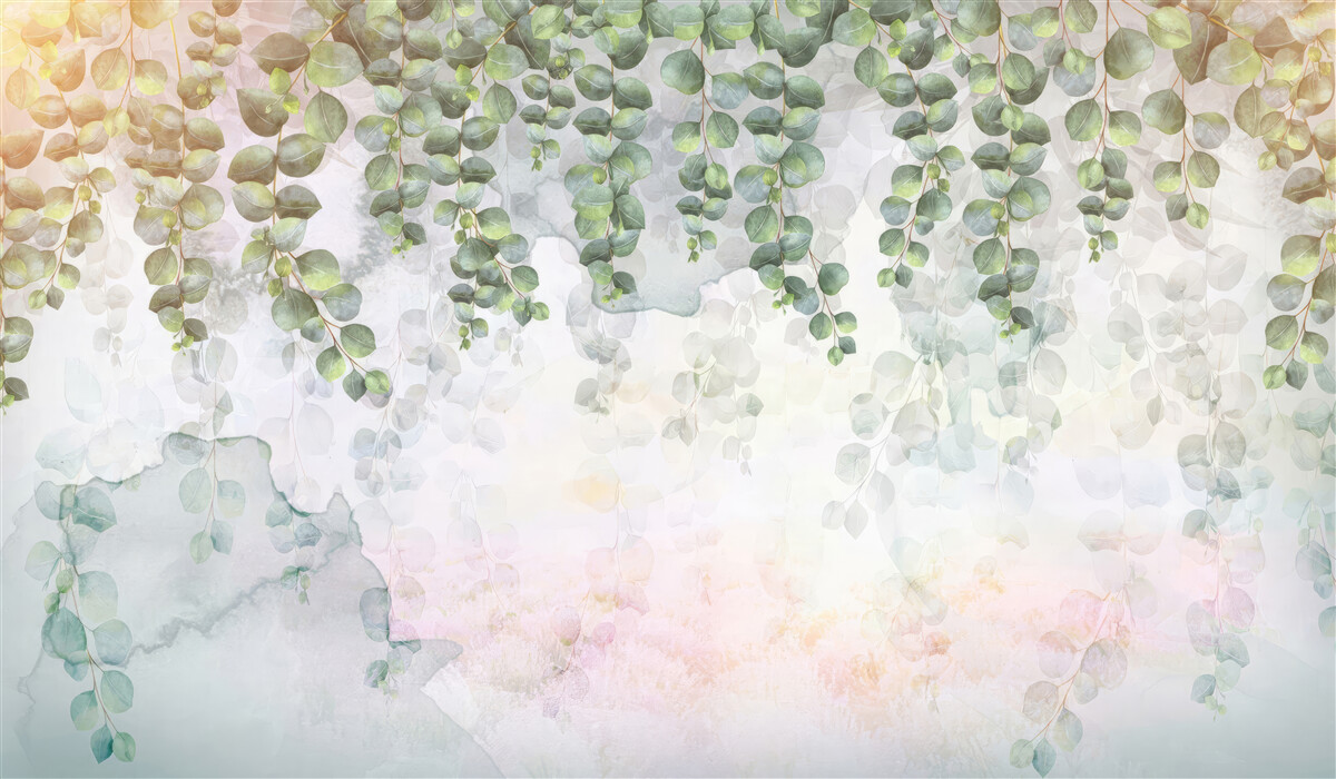 Fototapeta wiszące gałęzie z zielonymi liśćmi