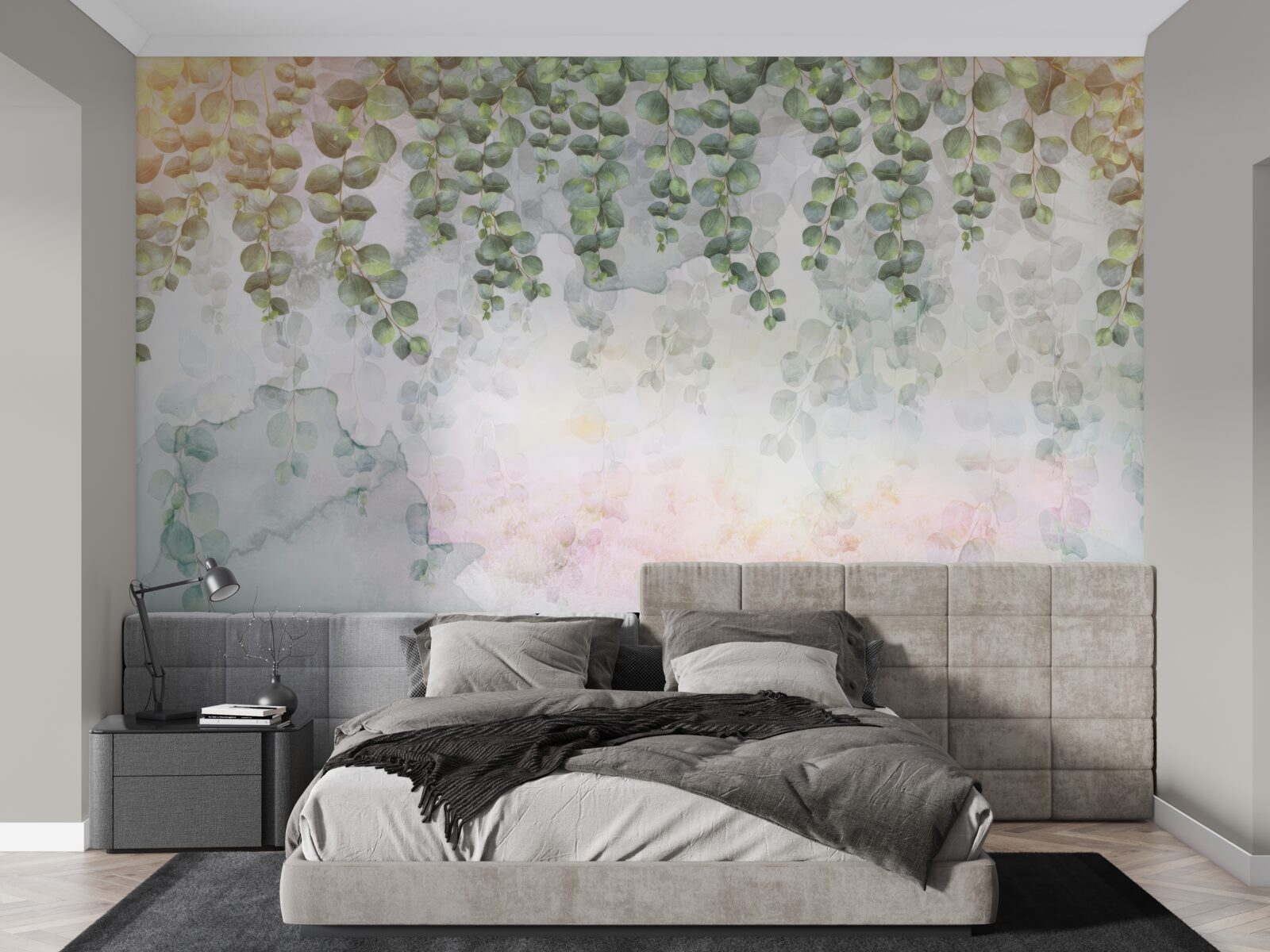 Fototapeta wiszące gałęzie z zielonymi liśćmi