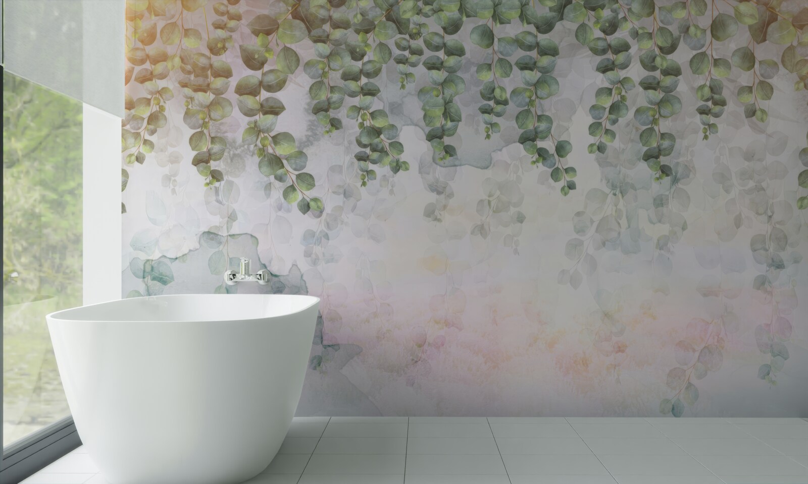 Fototapeta wiszące gałęzie z zielonymi liśćmi