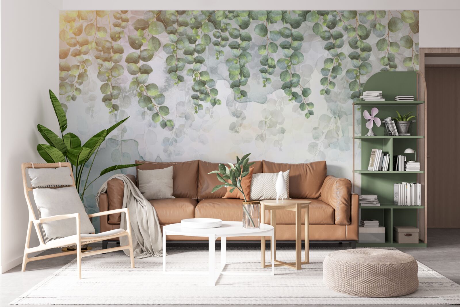 Fototapeta wiszące gałęzie z zielonymi liśćmi