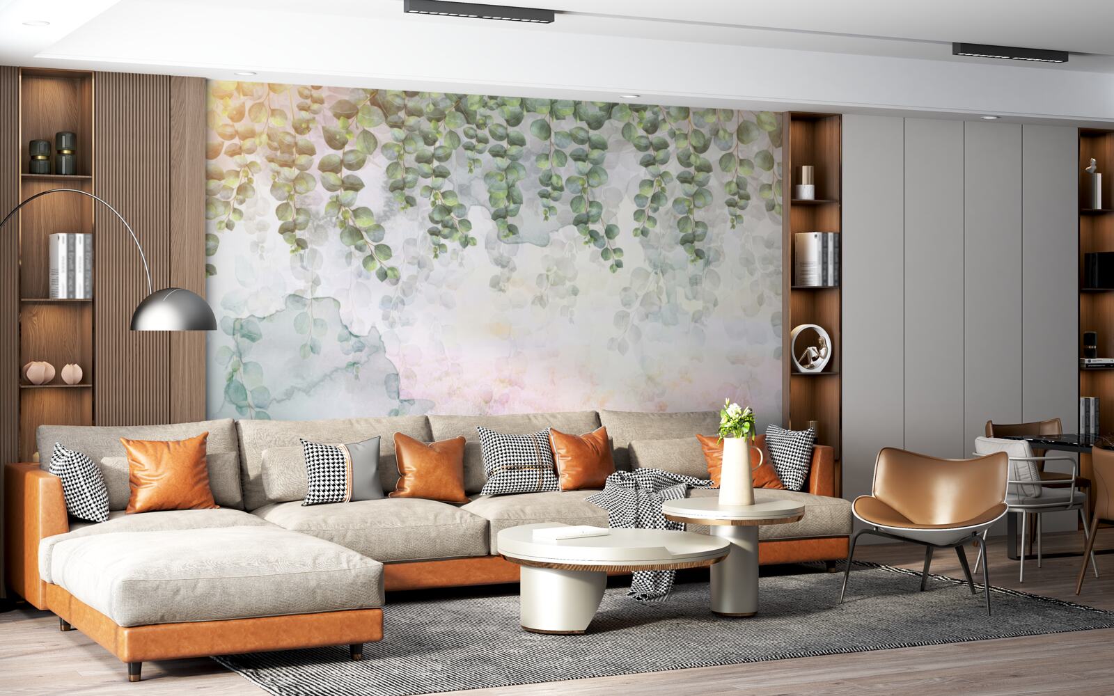 Fototapeta wiszące gałęzie z zielonymi liśćmi