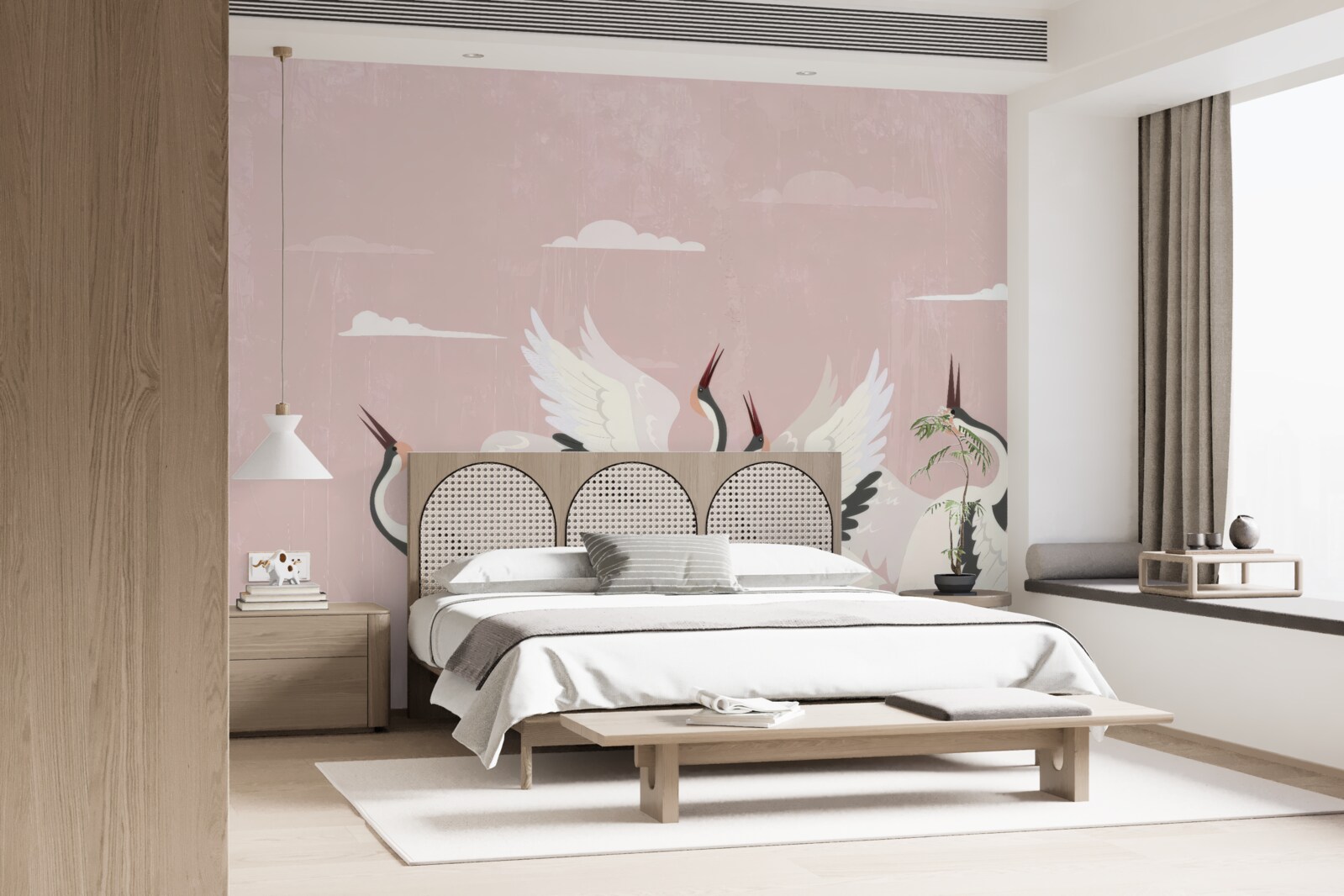 Fototapeta bociany wyciągają szyje i patrzą w górę