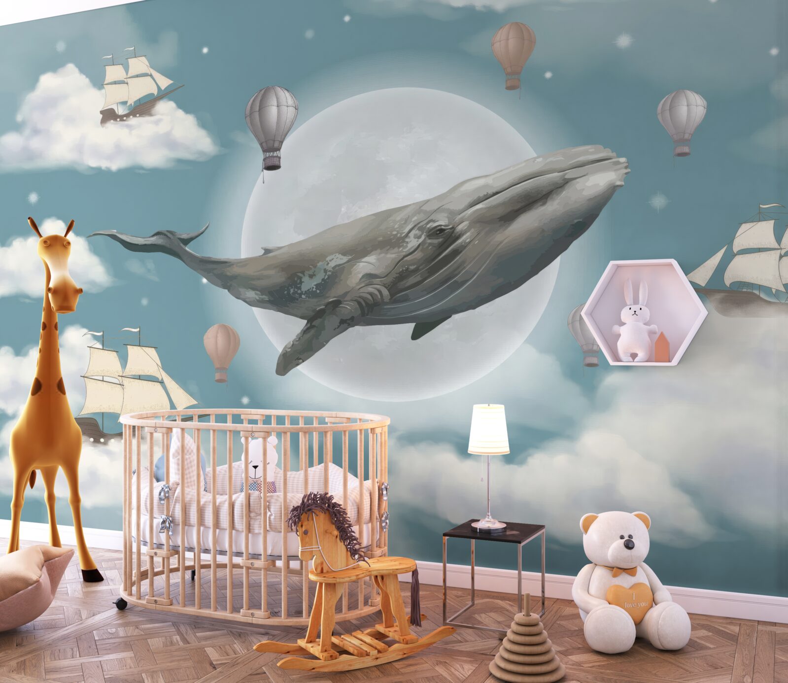 Fototapeta ogromny kaszalot na tle pełni księżyca