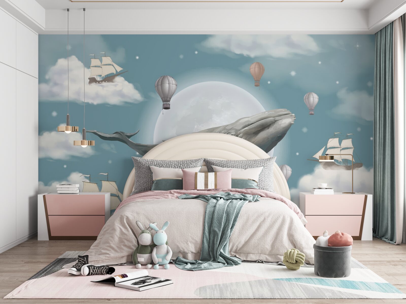 Fototapeta ogromny kaszalot na tle pełni księżyca