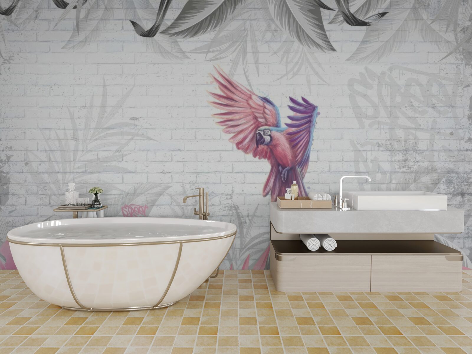 Fototapeta różowa papuga