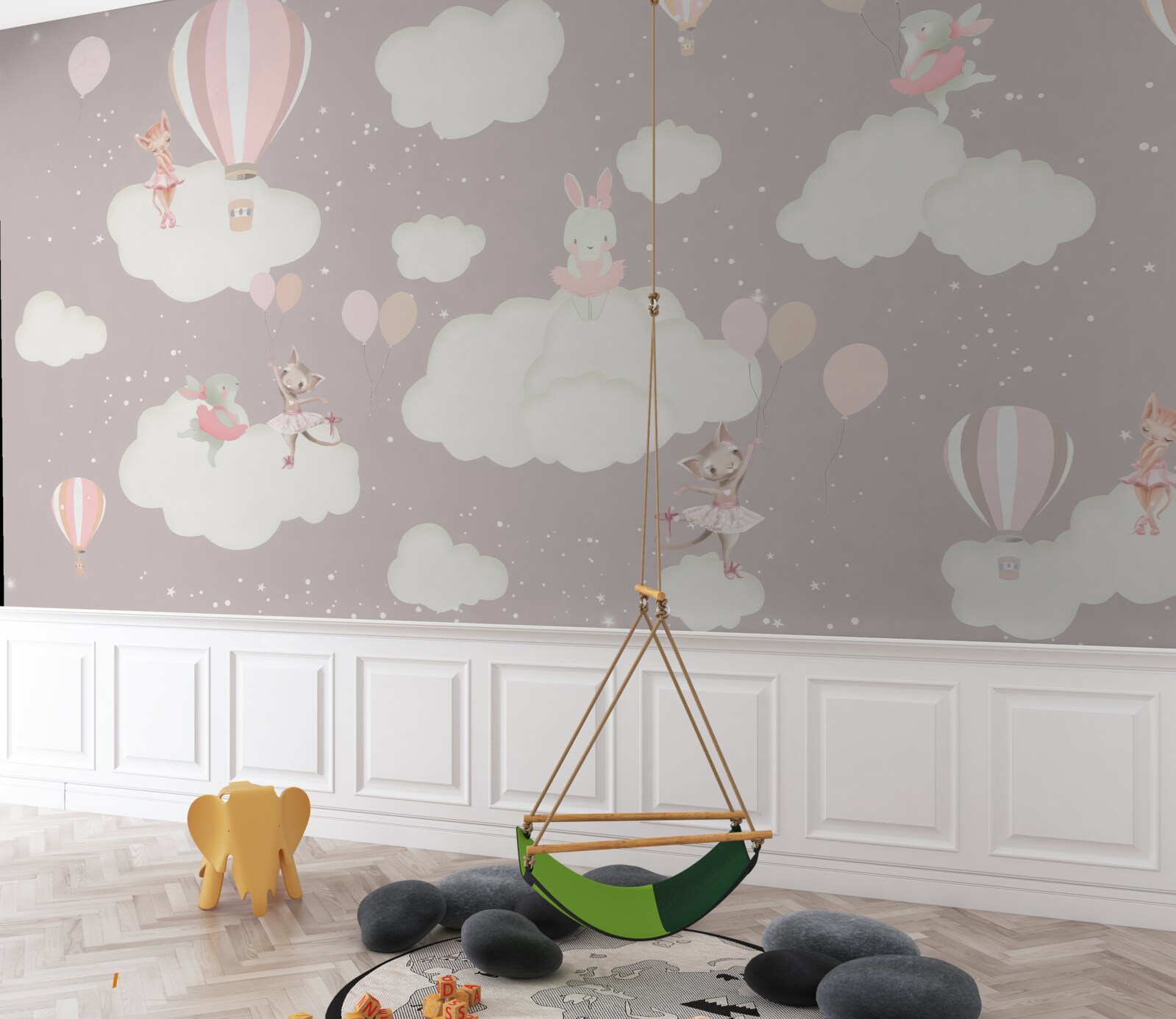 Fototapeta chmury stały się placem zabaw dla zwierząt