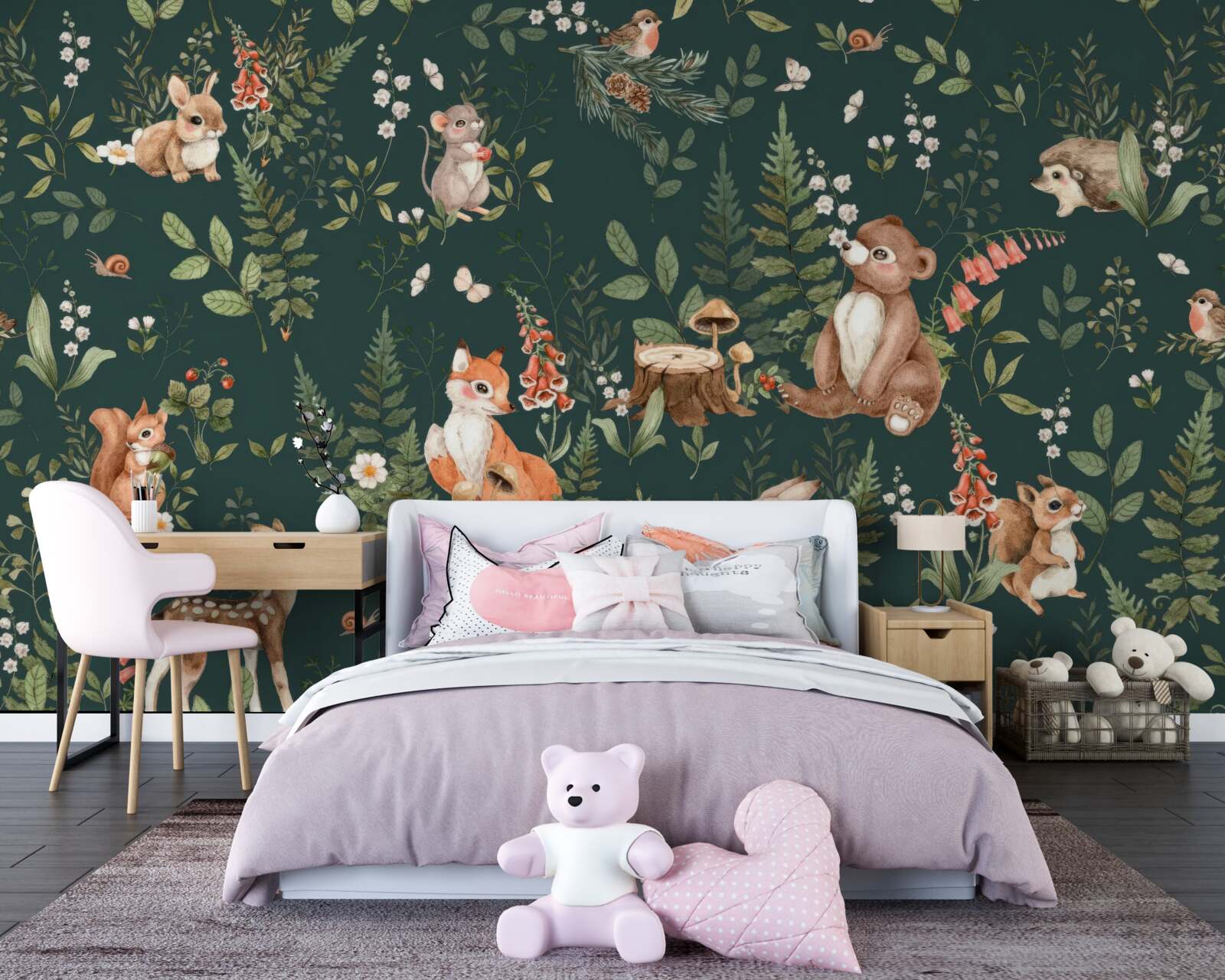 Fototapeta wśród zielonych liści znajdują się różne zwierzęta