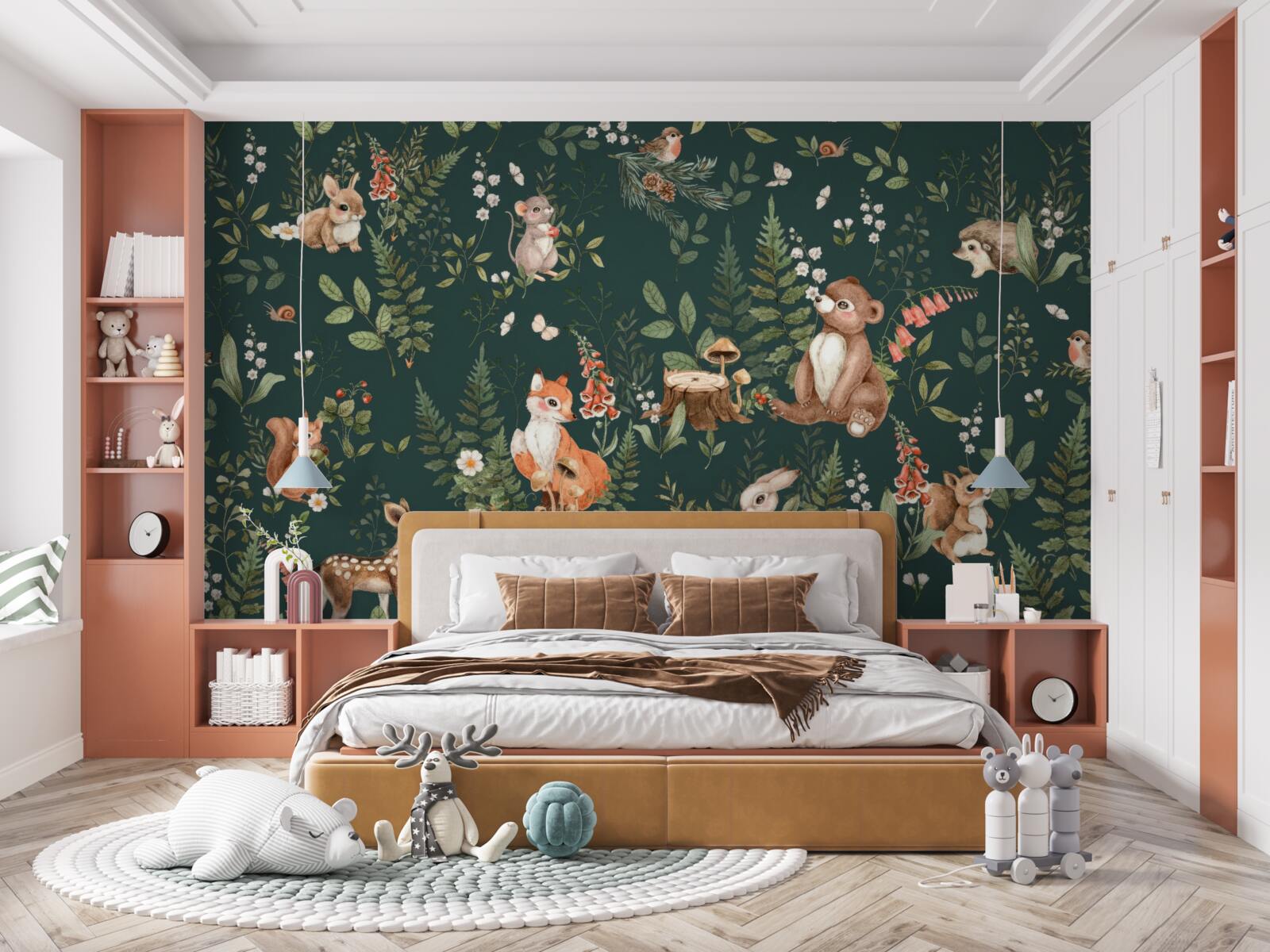 Fototapeta wśród zielonych liści znajdują się różne zwierzęta