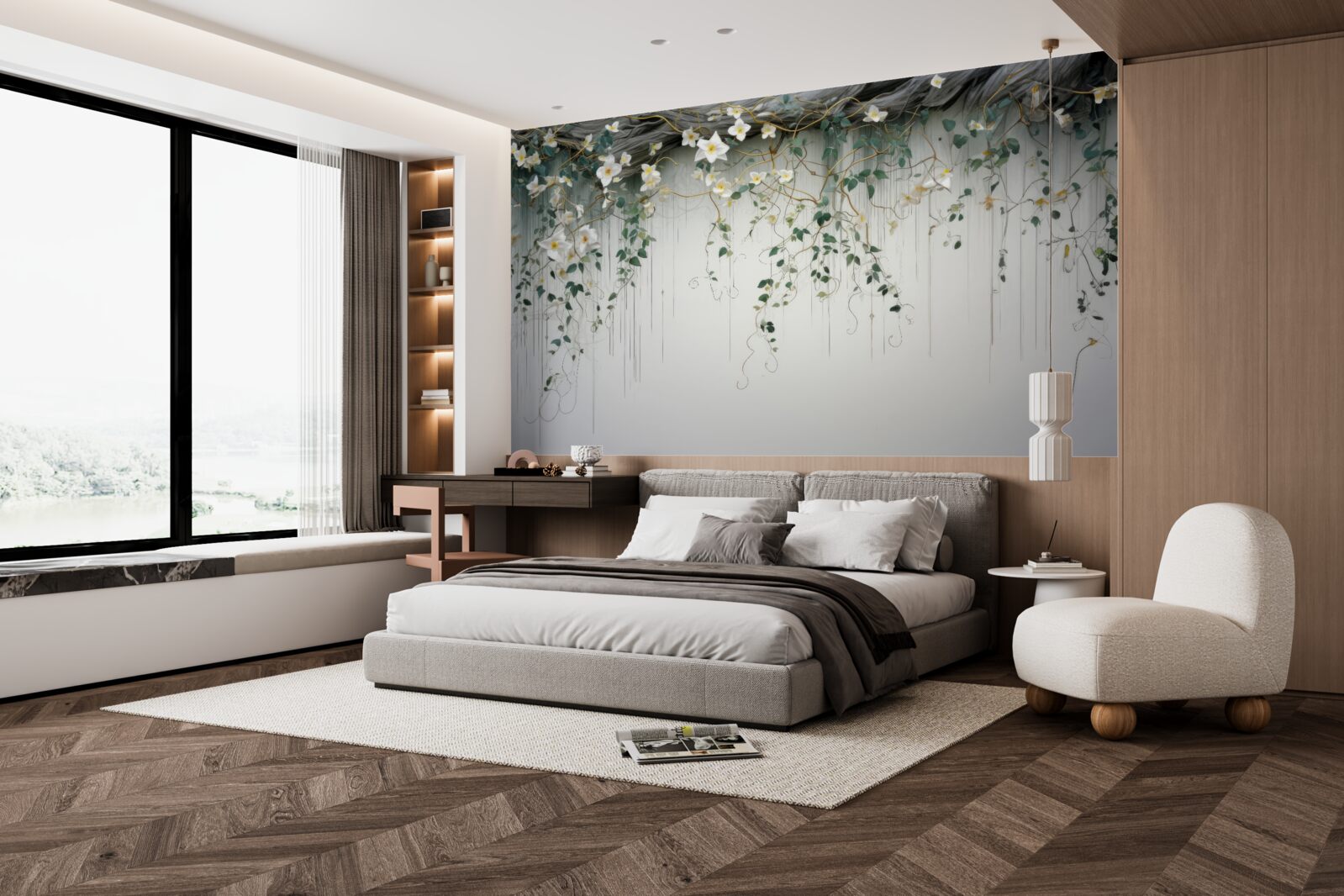 Fototapeta gałęzie z białymi kwiatami