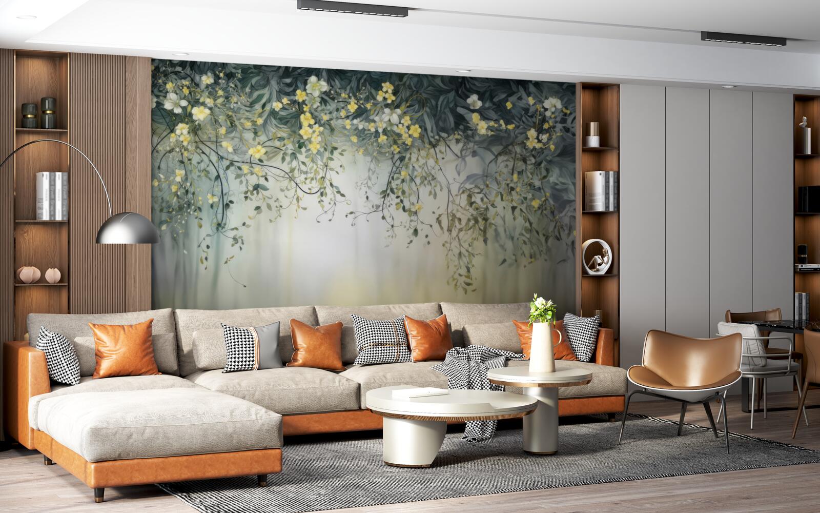 Fototapeta zielone rośliny z zwisającymi żółtymi kwiatami