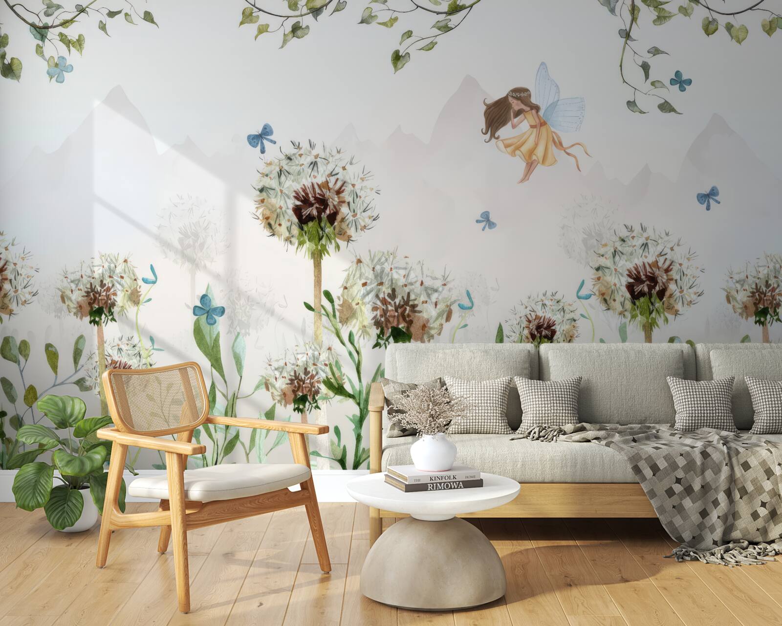 Fototapeta czarodziejka unosi się nad kwiatami