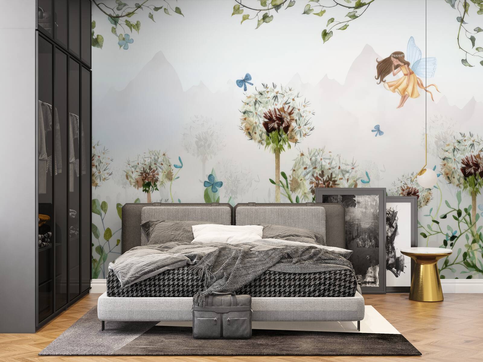 Fototapeta czarodziejka unosi się nad kwiatami