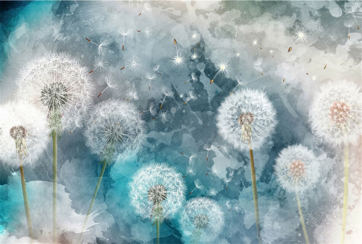 Fototapeta Żółte kwiaty na niebieskim tle