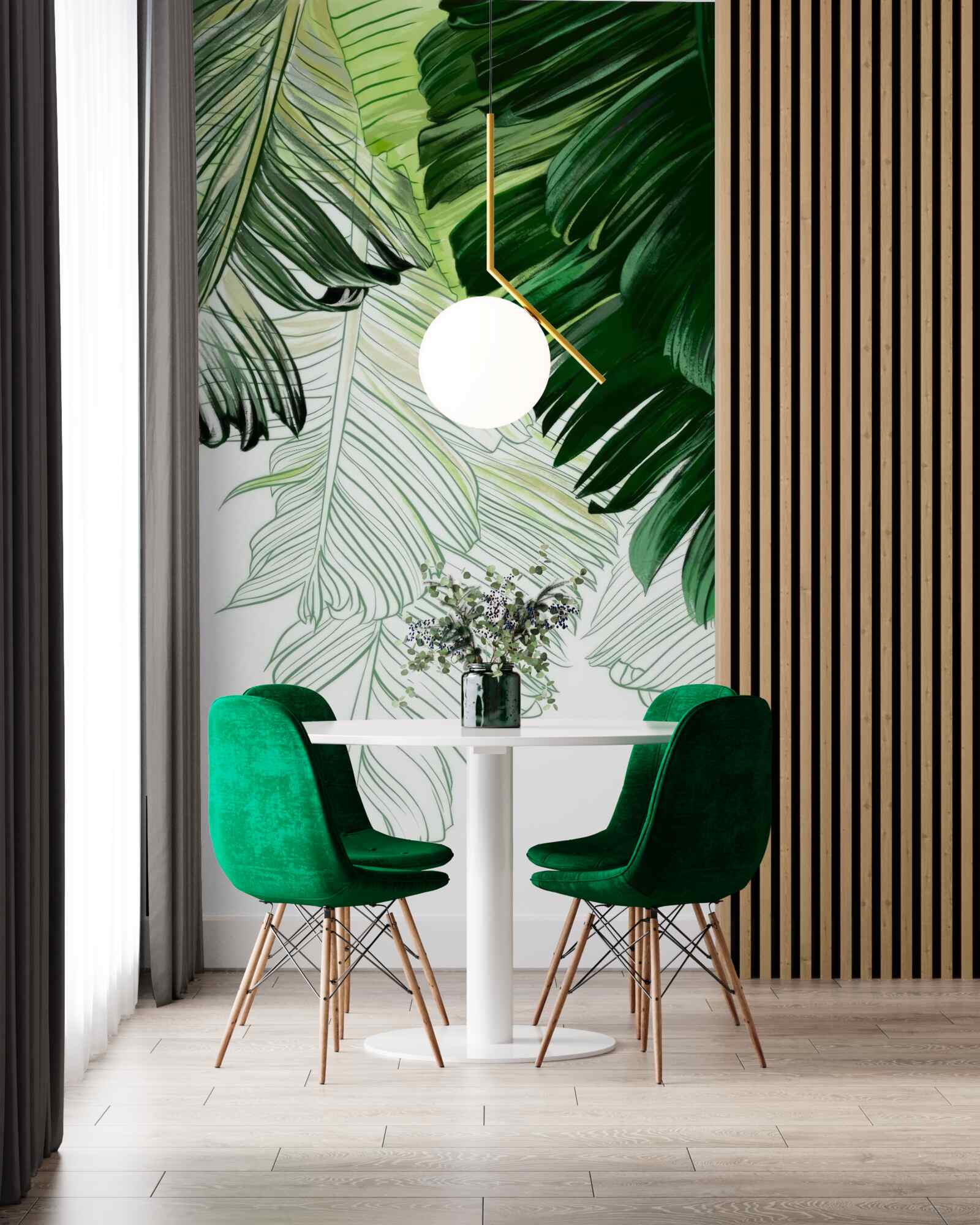 Fototapeta zielone odcienie dużych liści paproci