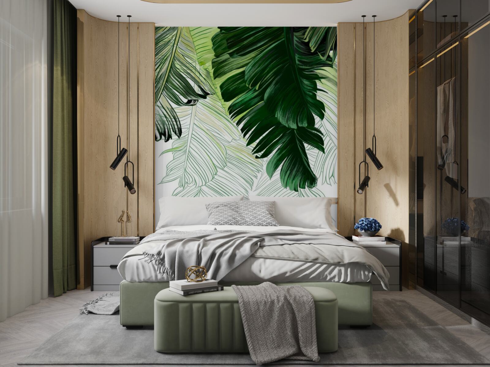 Fototapeta zielone odcienie dużych liści paproci