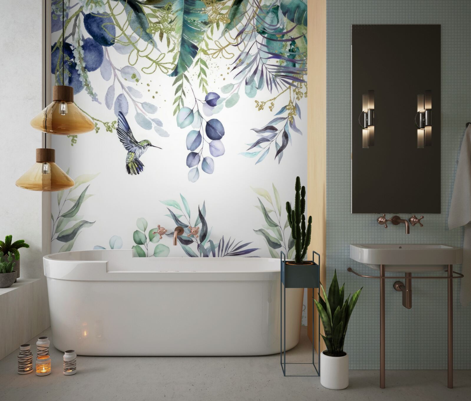 Fototapeta rośliny otaczają kolibry