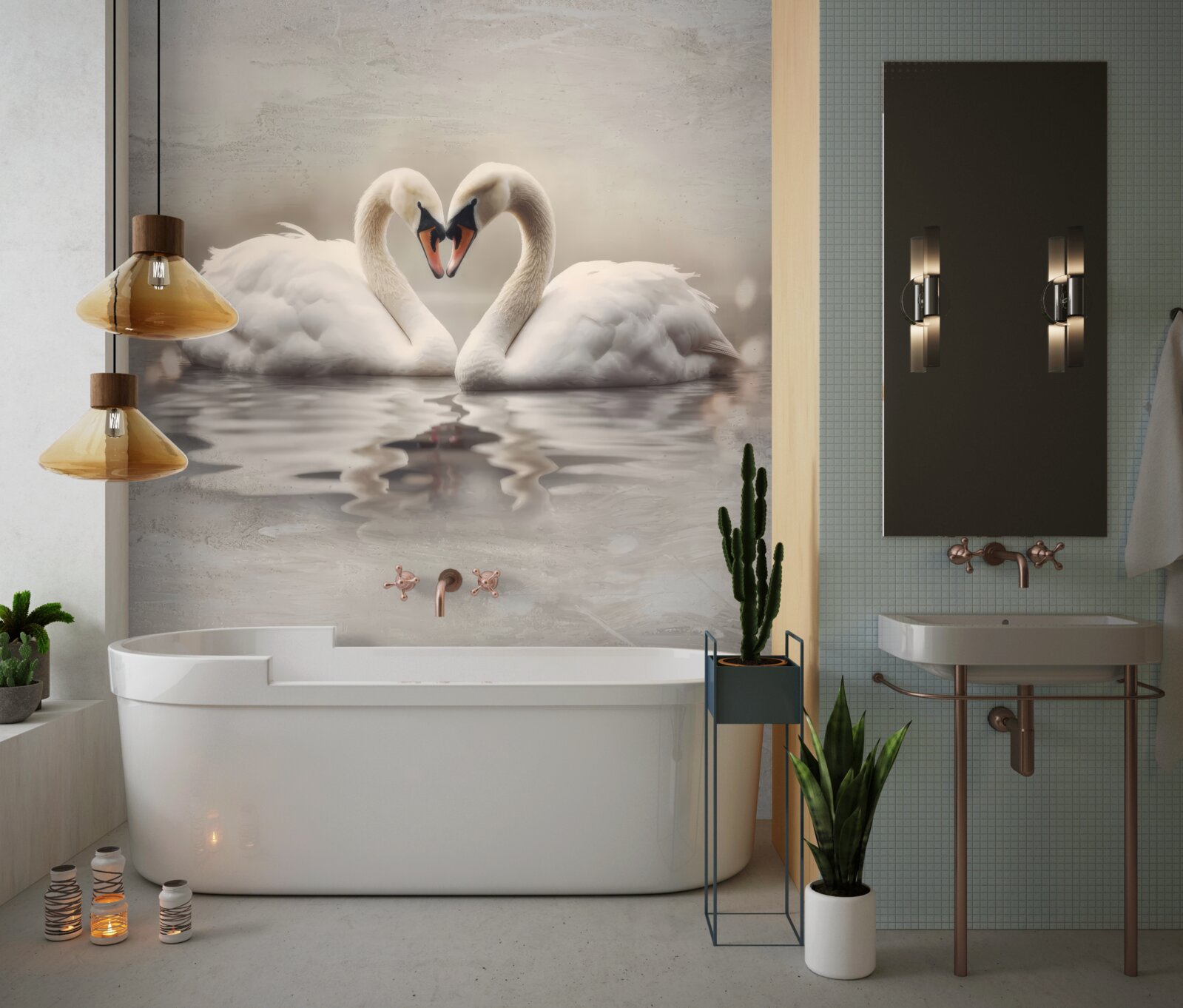 Fototapeta para śnieżnobiałych łabędzi