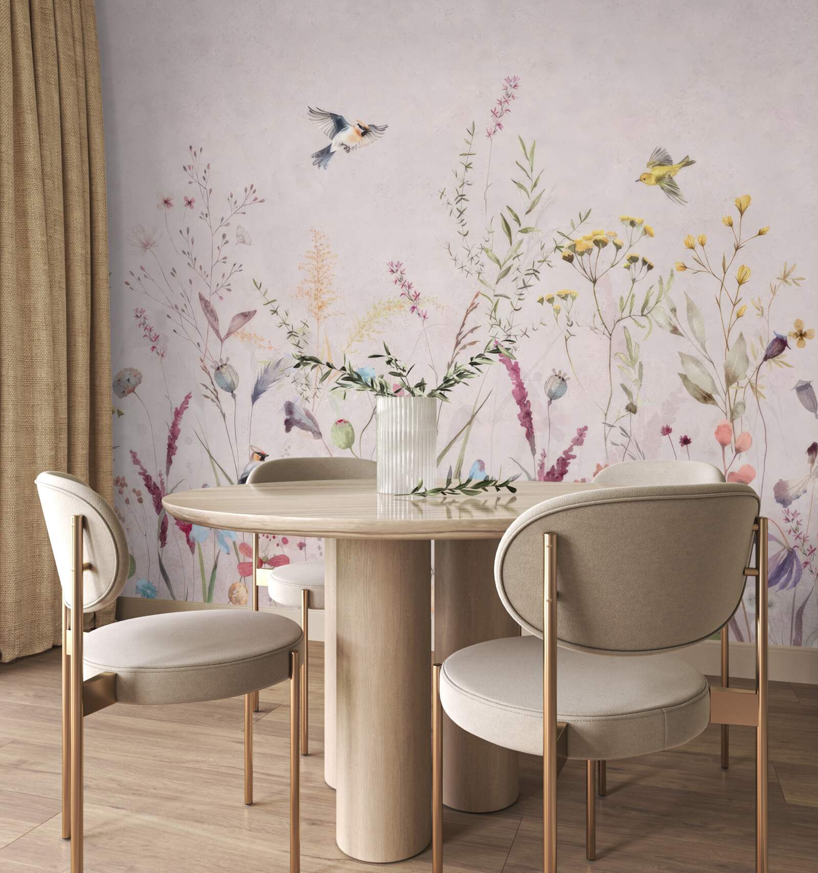 Fototapeta kwiaty i ptaki