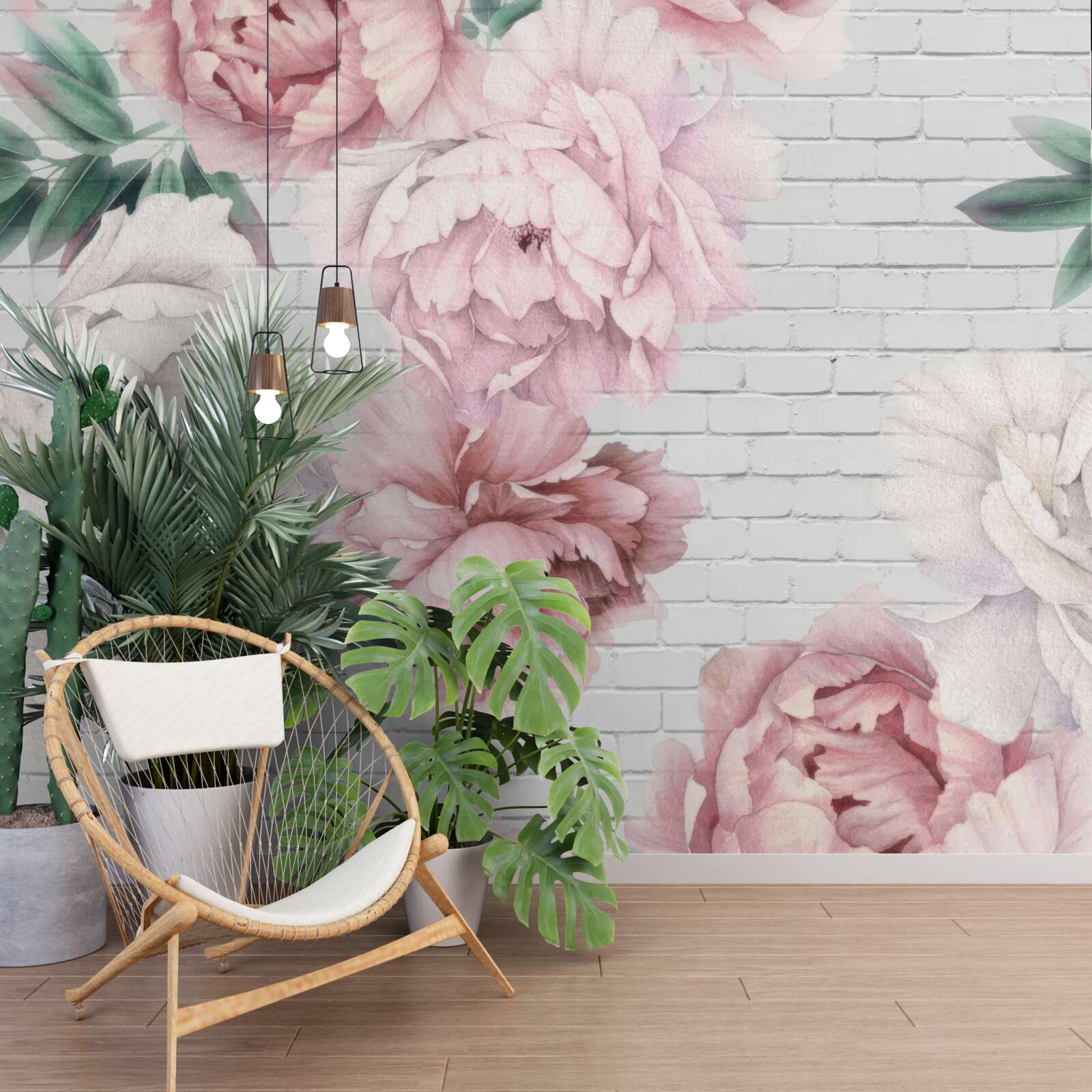 Fototapeta piwonie w różowych i białych kwiatach