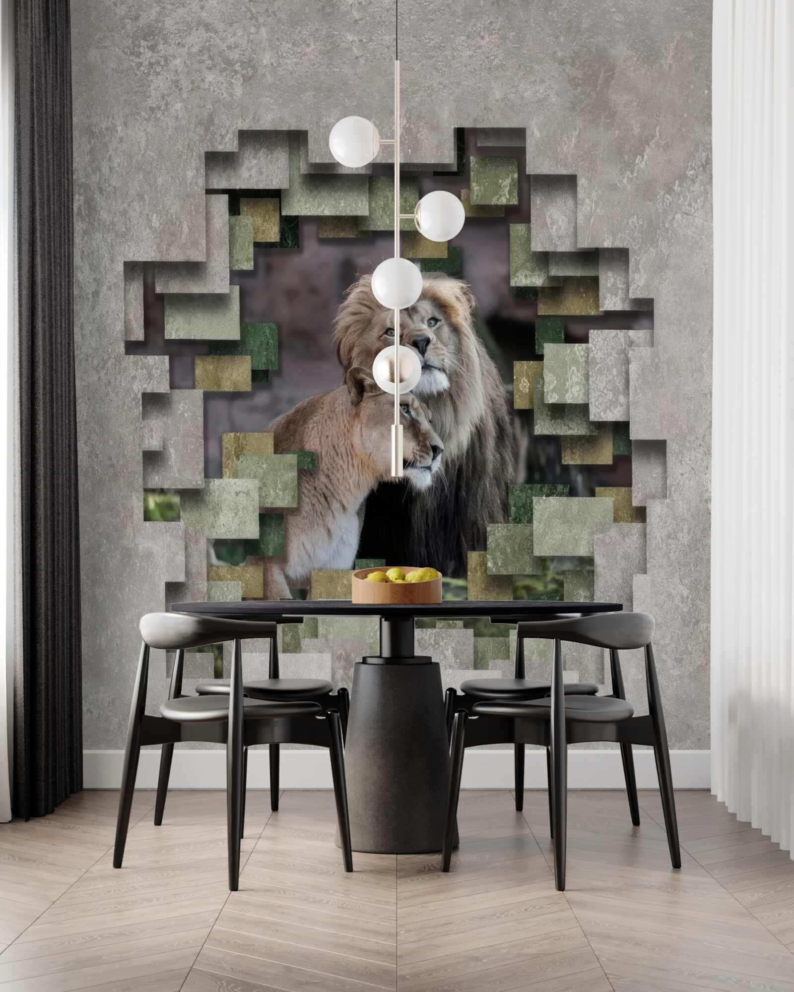 Fototapeta lew i lwica połączyły się