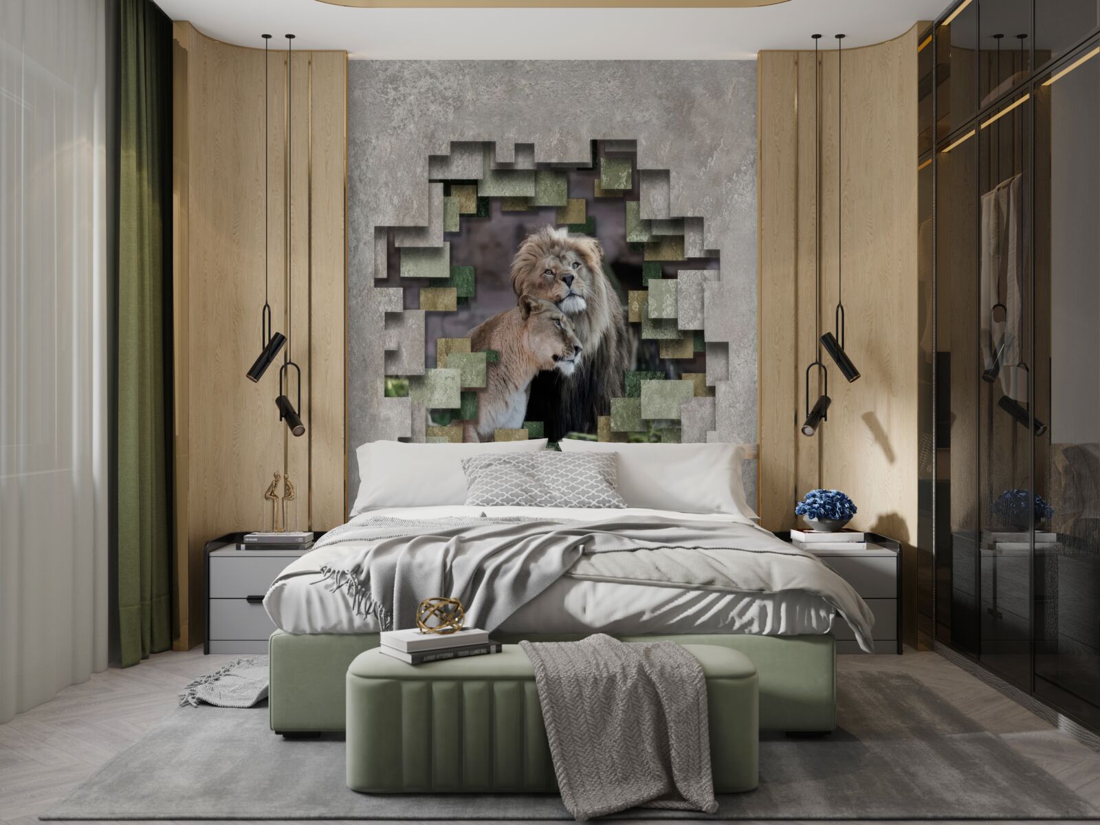 Fototapeta lew i lwica połączyły się