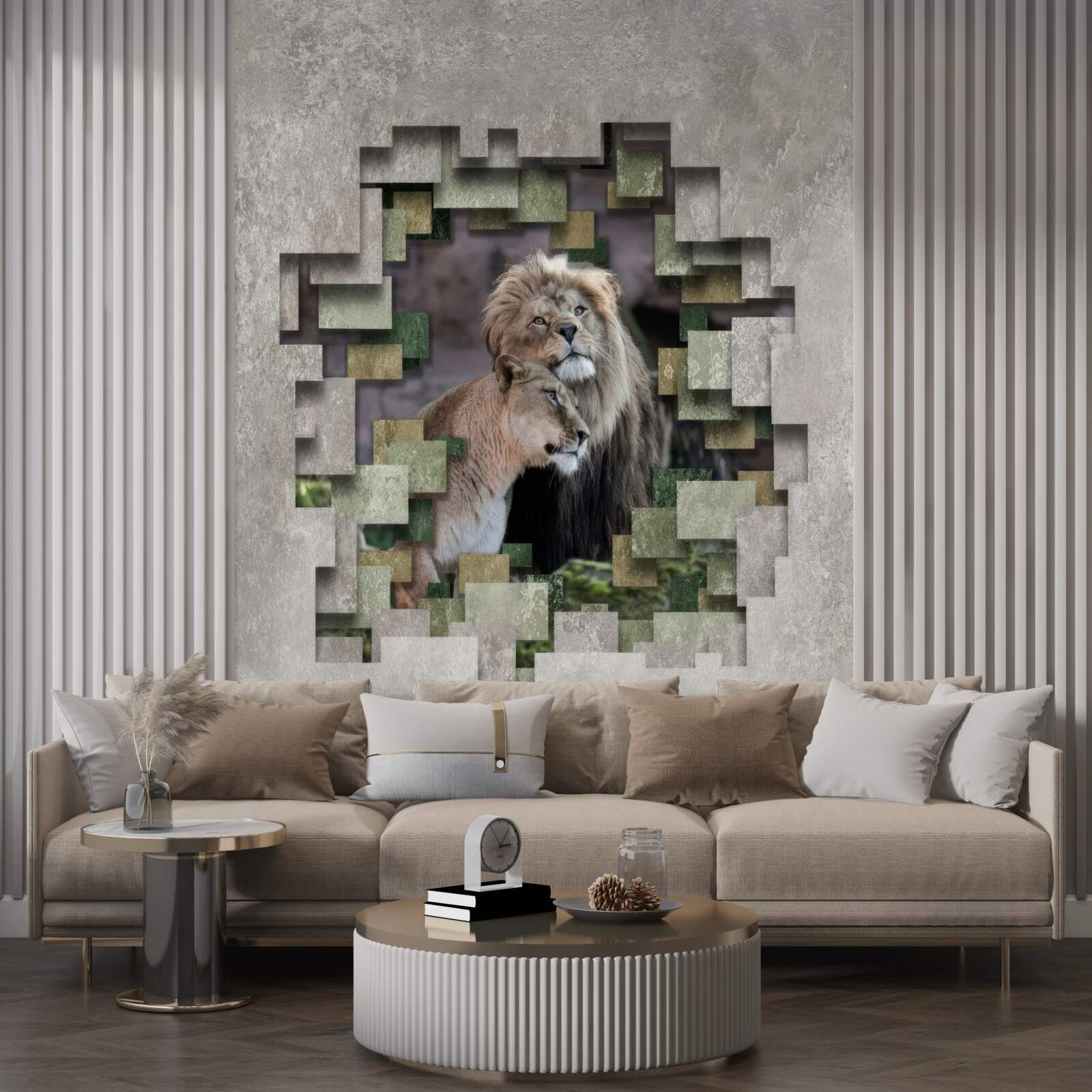 Fototapeta lew i lwica połączyły się