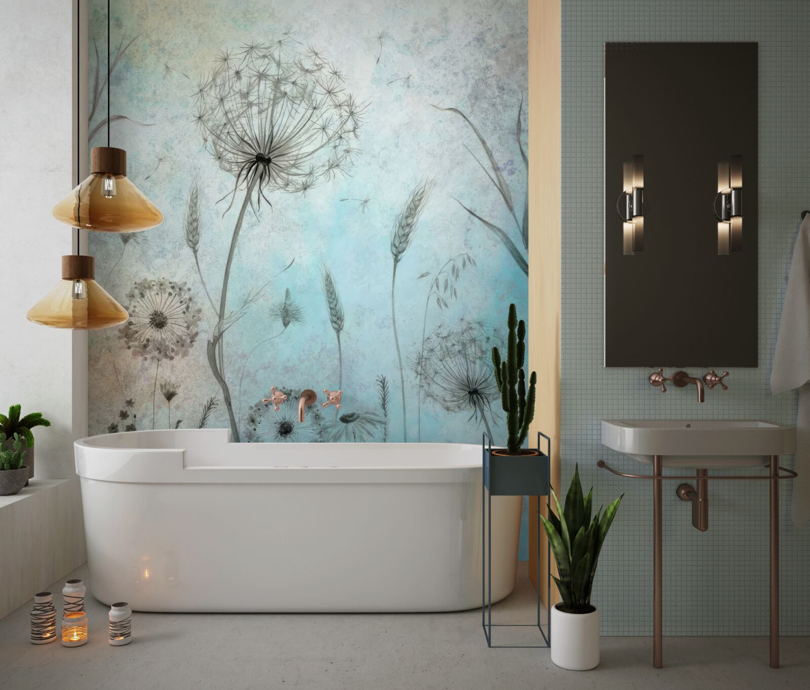 Fototapeta pszenica i mniszek lekarski