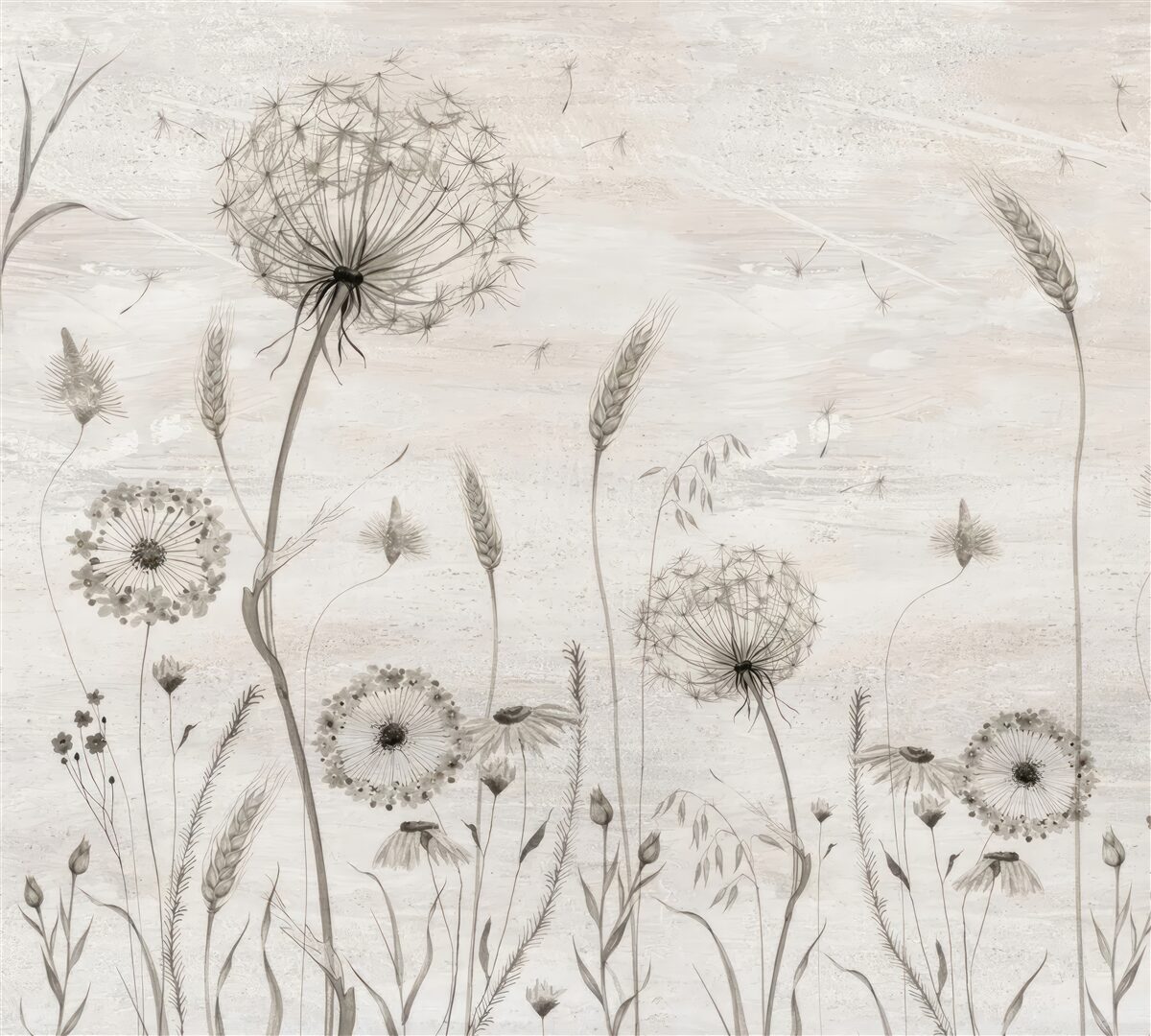 Fototapeta mniszek lekarski i kłosy pszenicy ilustracji